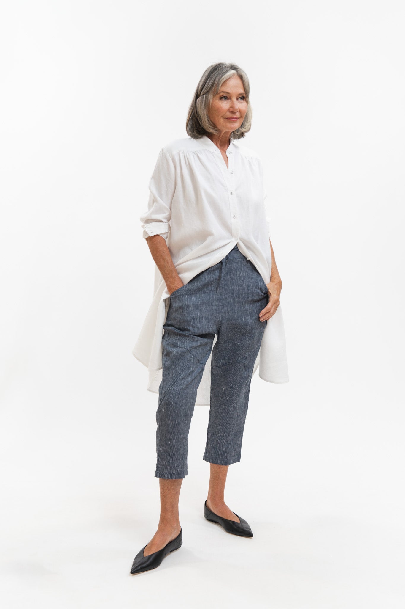 Clover Pant | Navy Pinstripe