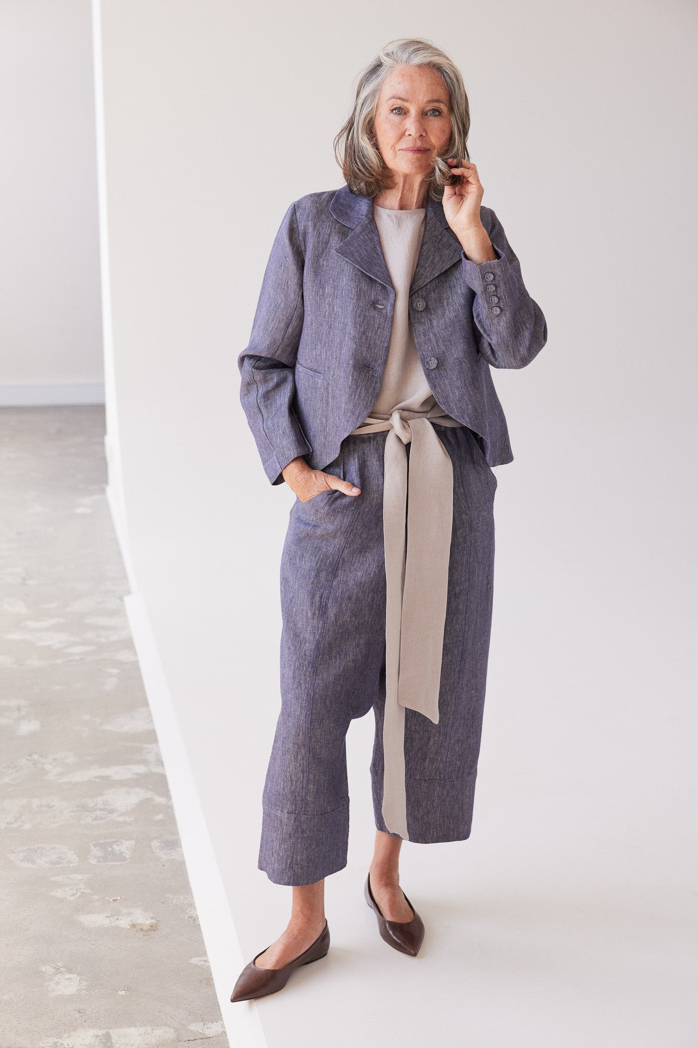 Conran Blazer | Dusty Denim Linen