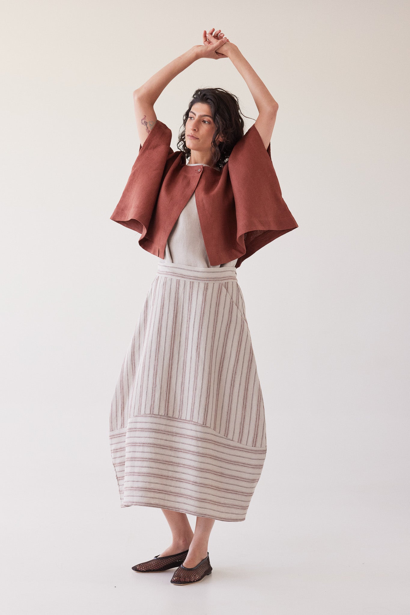 Eadie Statement Skirt | Brick Stripe
