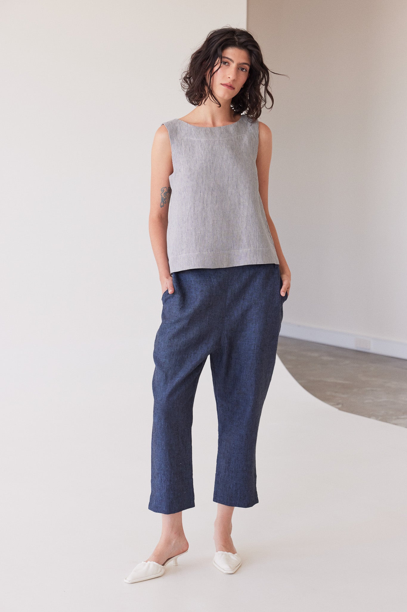 Ellis Shell Top | Chambray Stripe