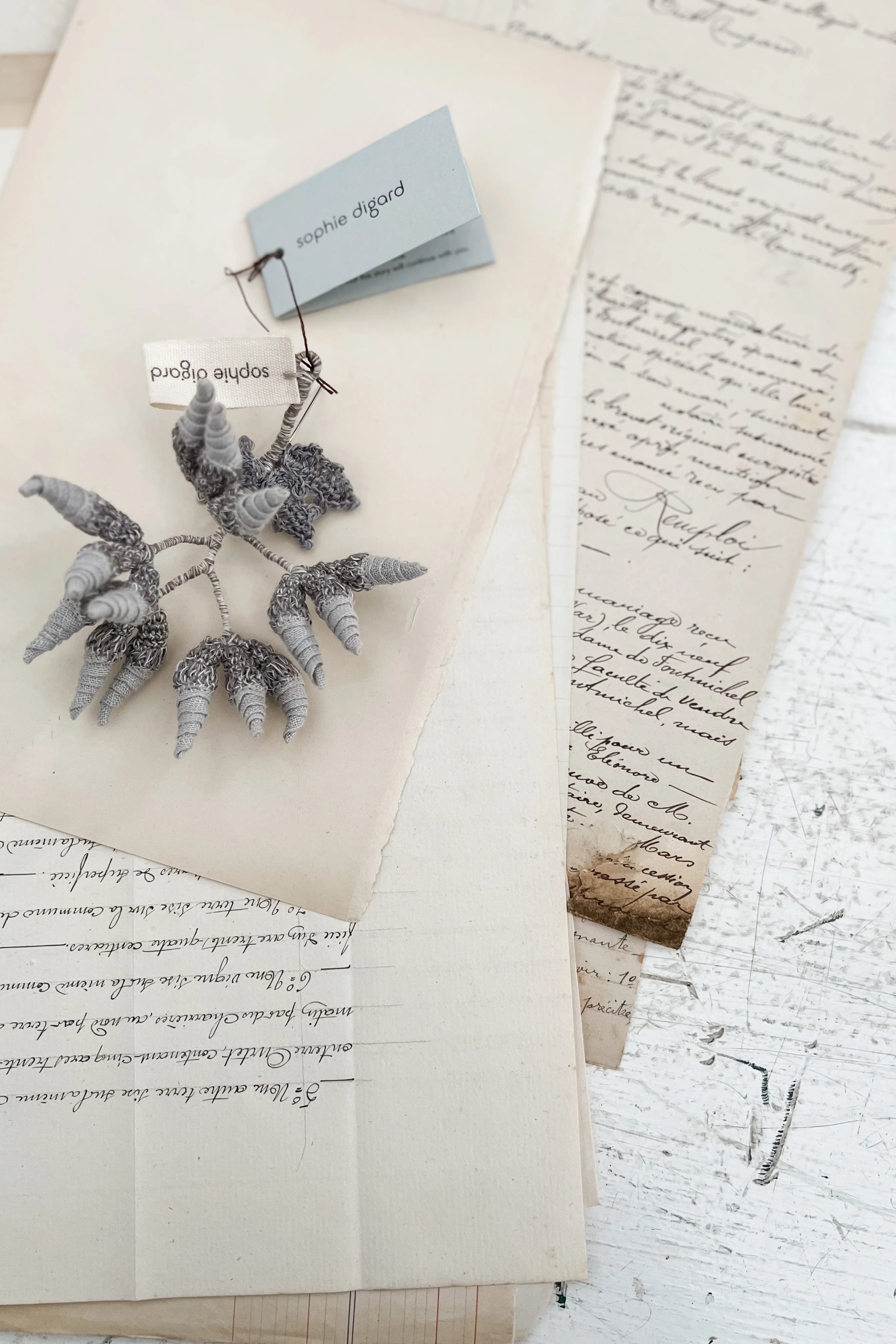 Sophie Digard | Flower Bud Brooch | Grey