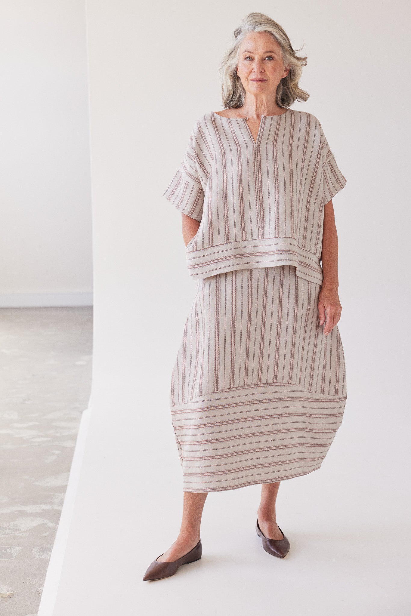 Finley Boxy Top | Brick Stripe