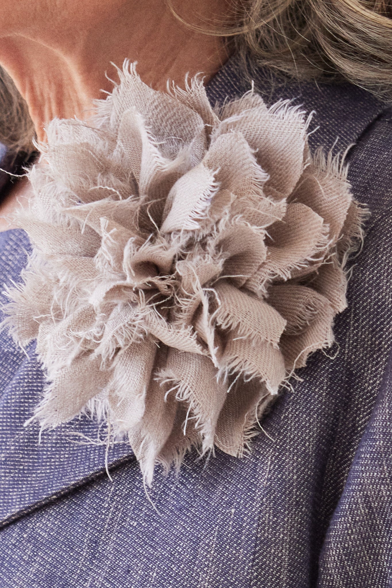 Fabric Flower Brooch | Stone