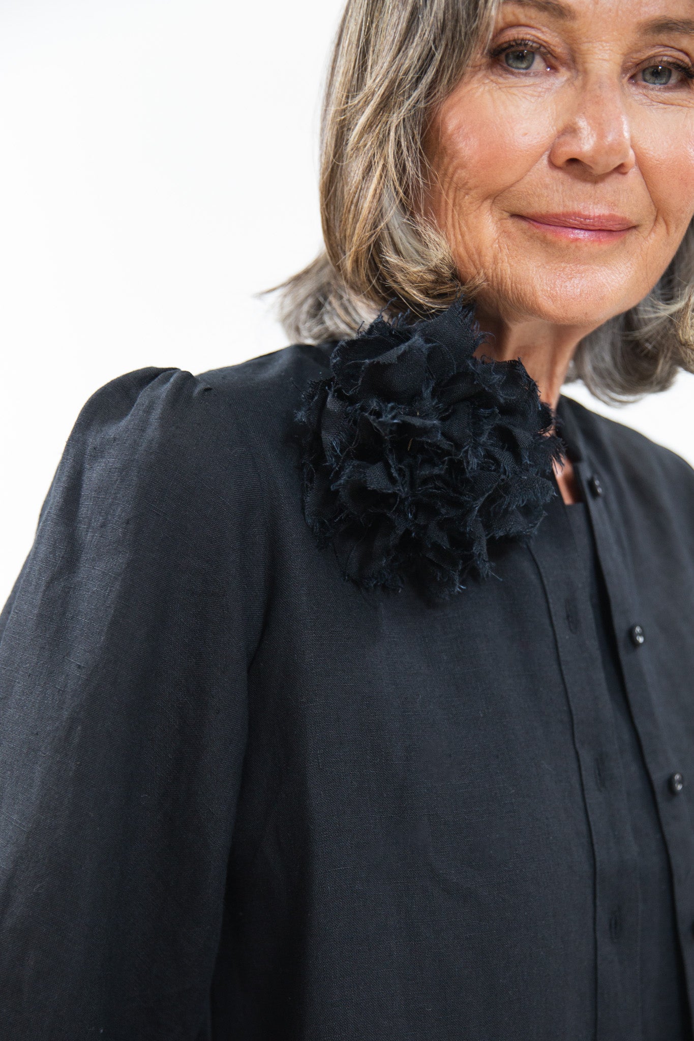 Fabric Flower Brooch | Black