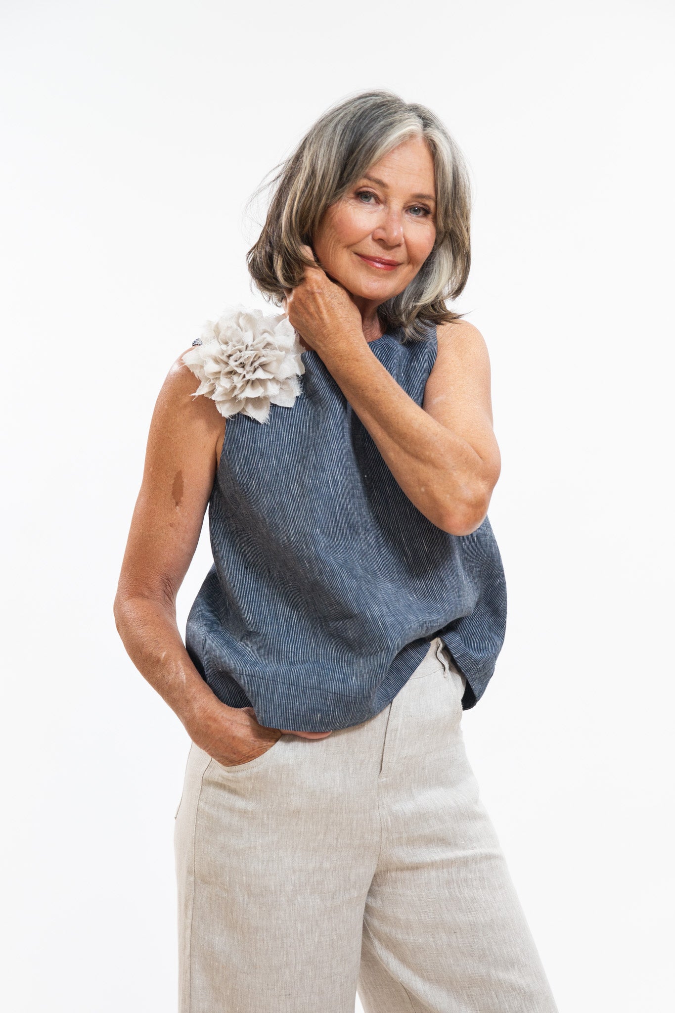 Fabric Flower Brooch | Neutral