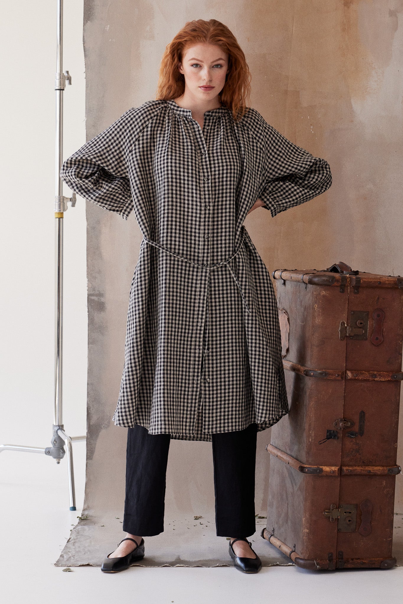 Gianna Belted Dress | Black Gingham