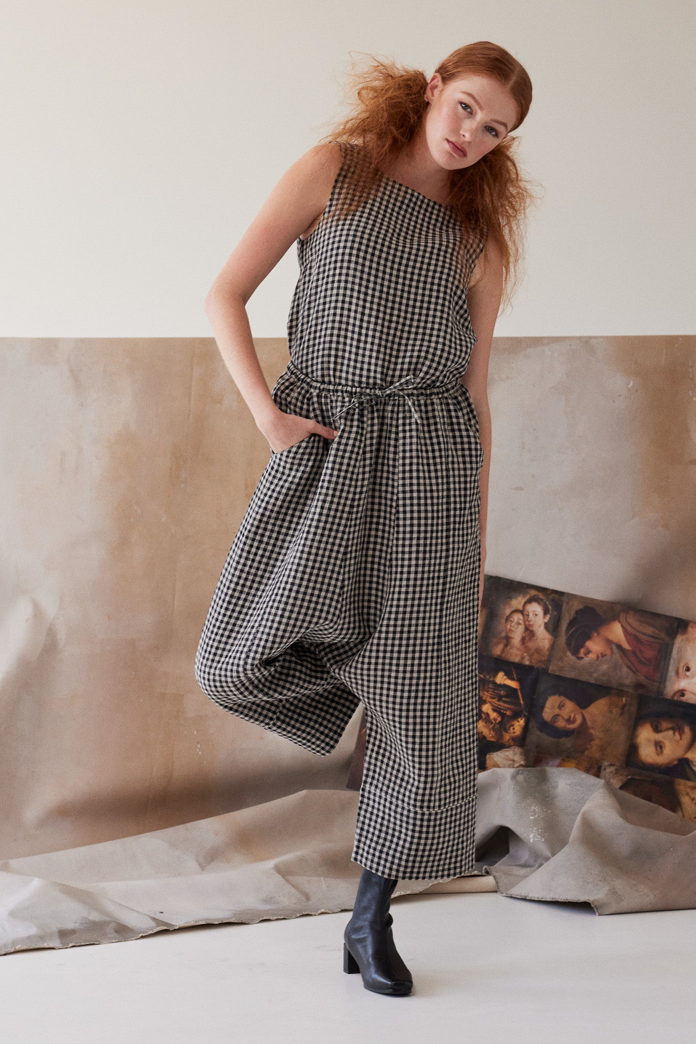 Ginza Drop Crotch Pant | Black Gingham