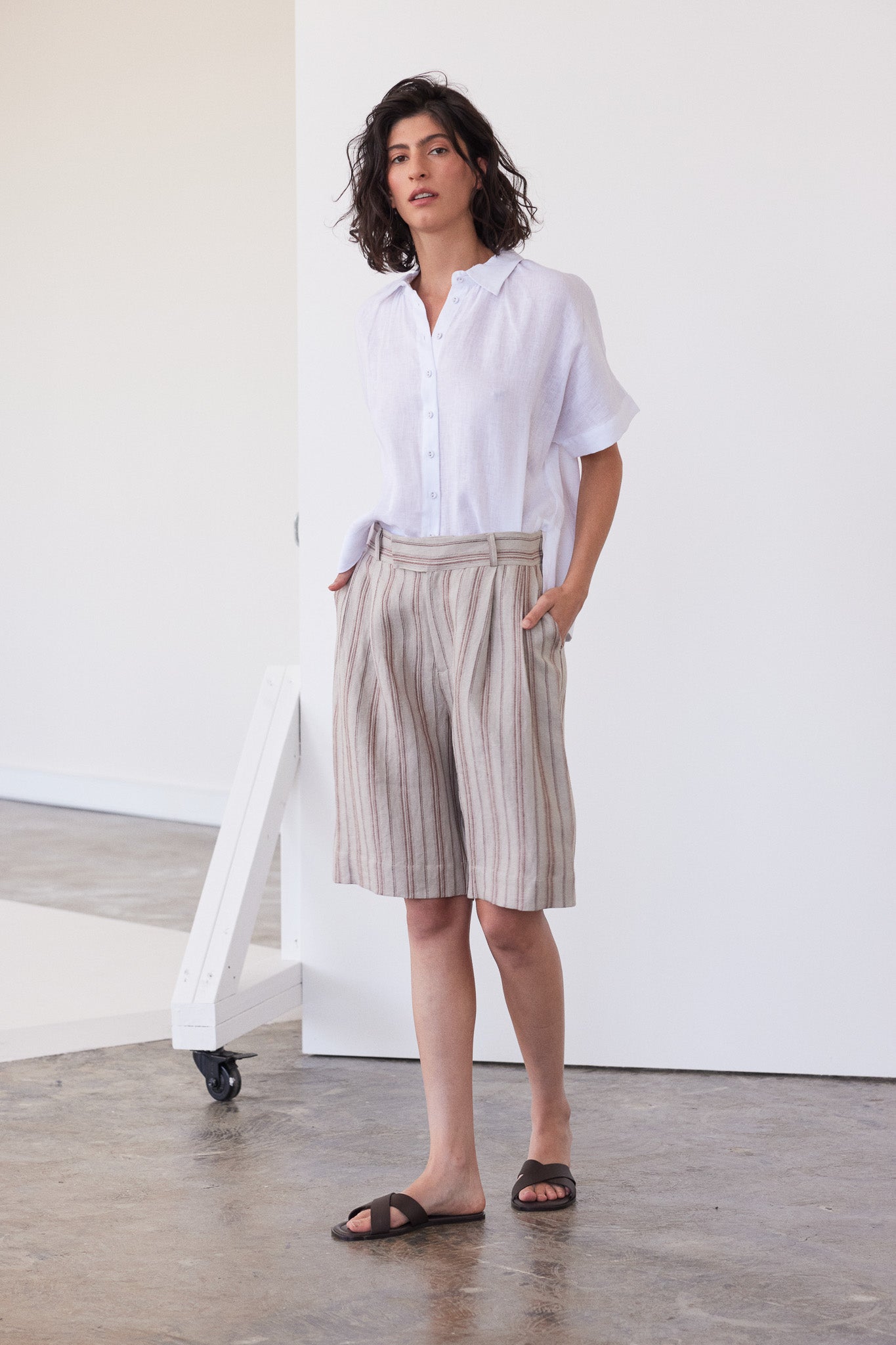 Hendric Tailored Shorts | Brick Stripe