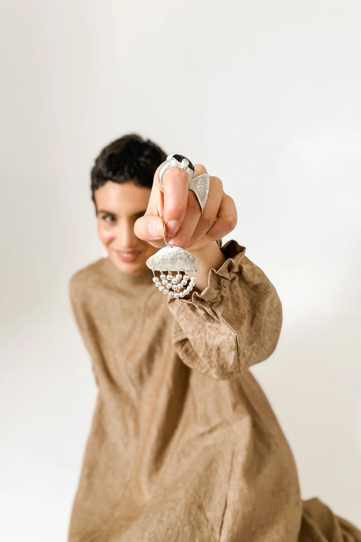 EWA Tribal | Kieta Beaded Earrings | Silver