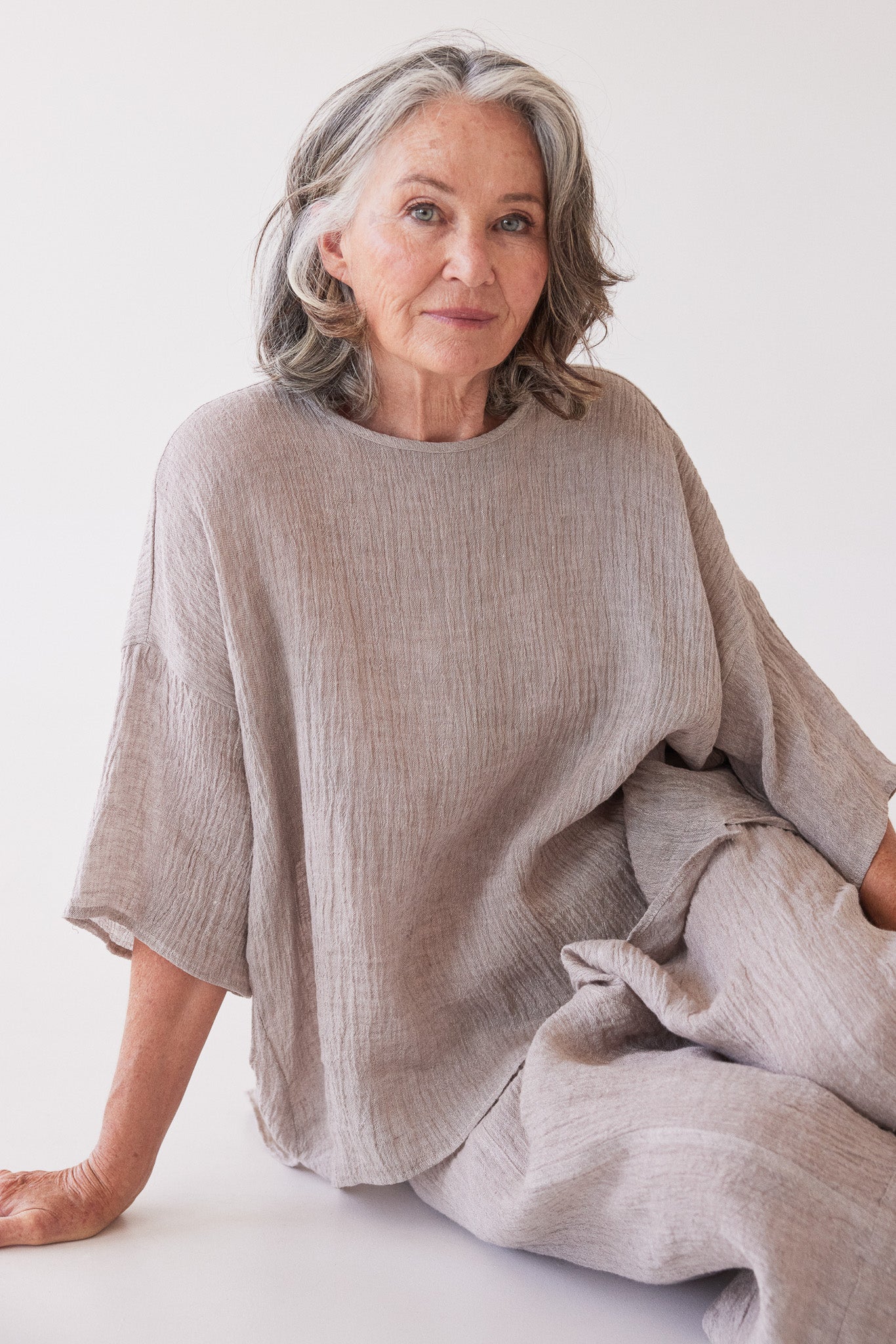 Lanie Relaxed Top | Stone Gauze