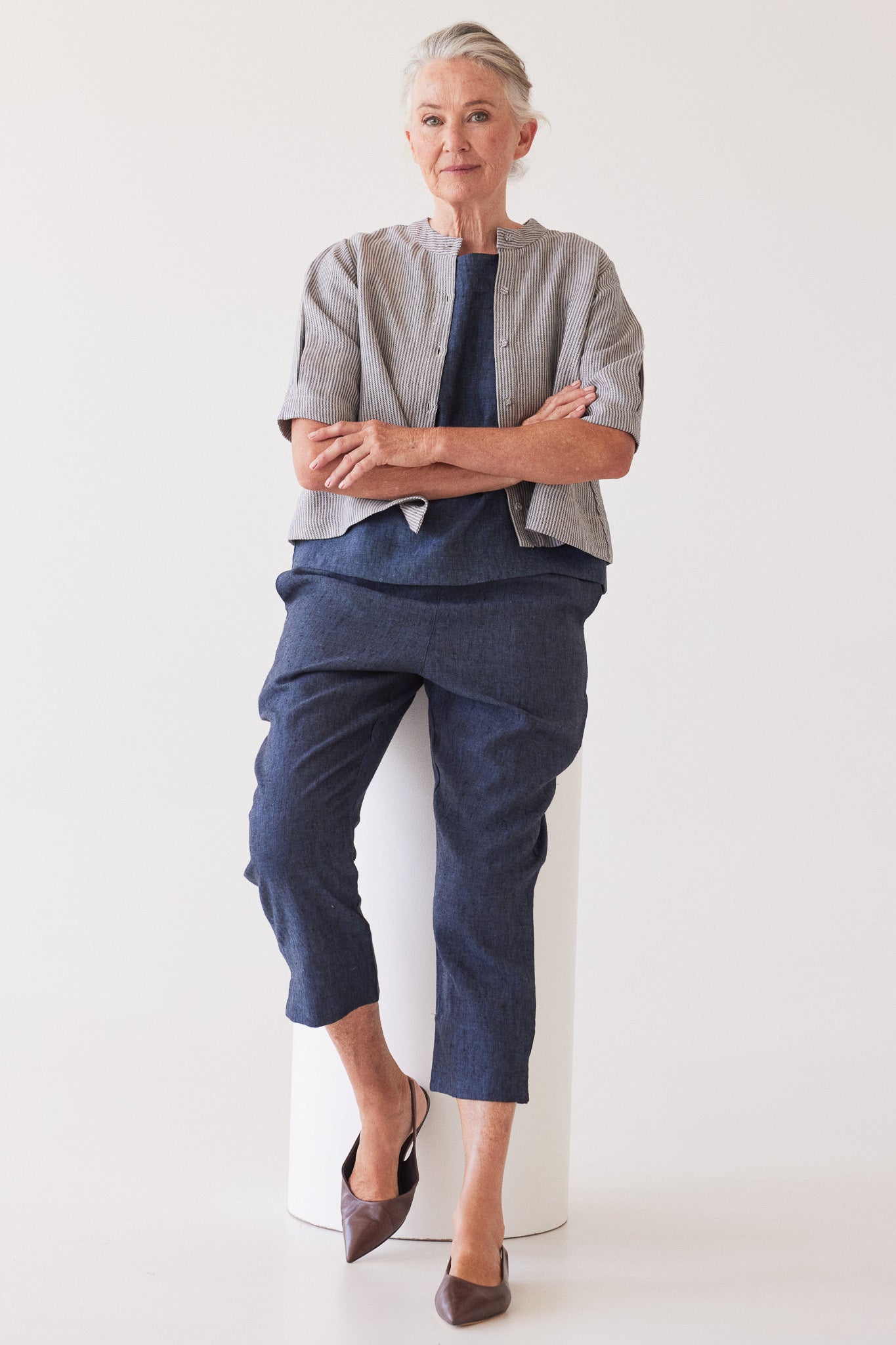 Loretta Reversible Top | Chambray Stripe