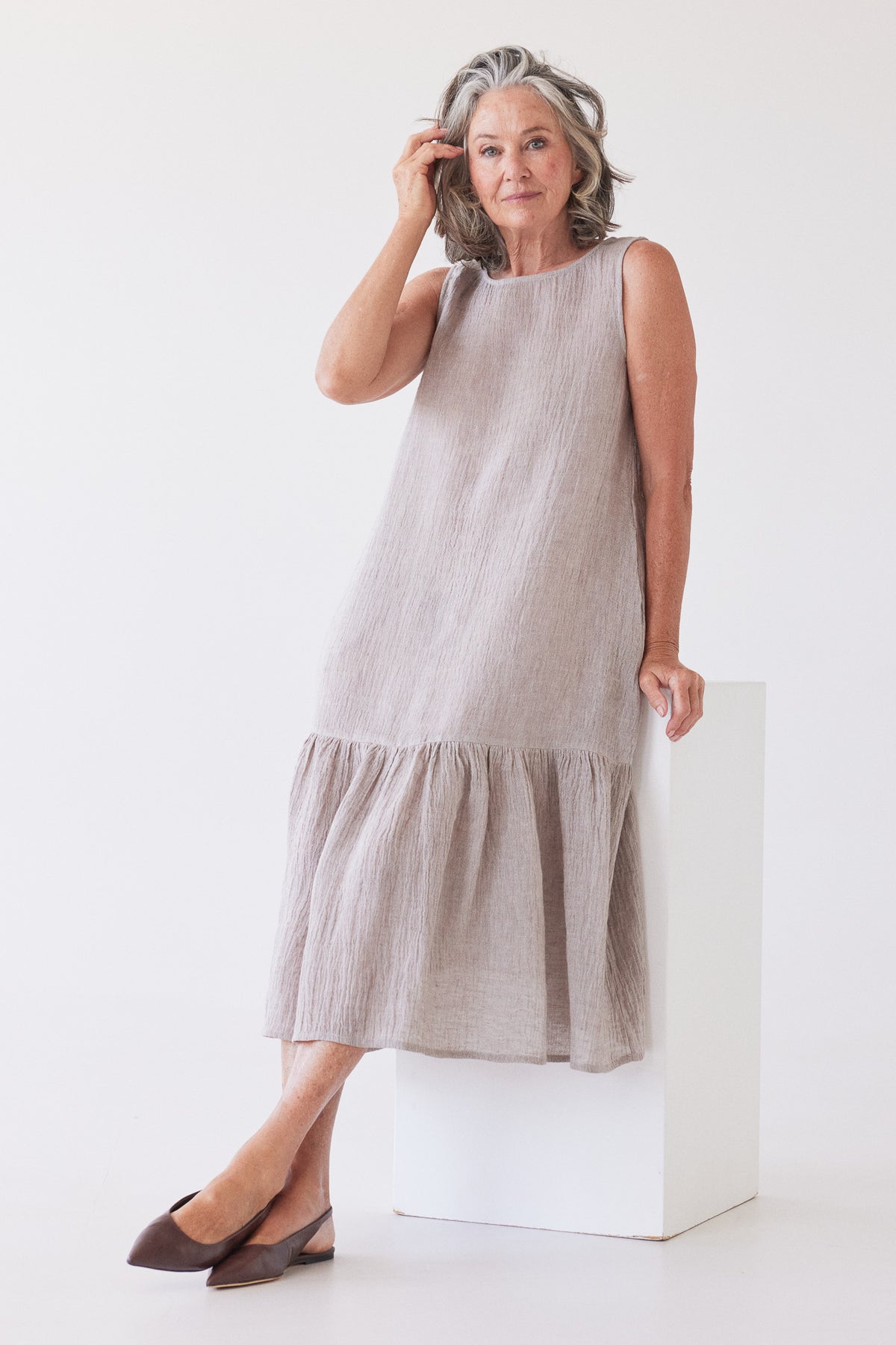 Maya Midi Dress | Stone Gauze