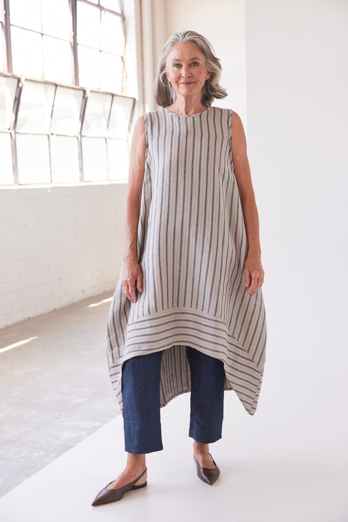 Mia Midi Dress | Navy Stripe