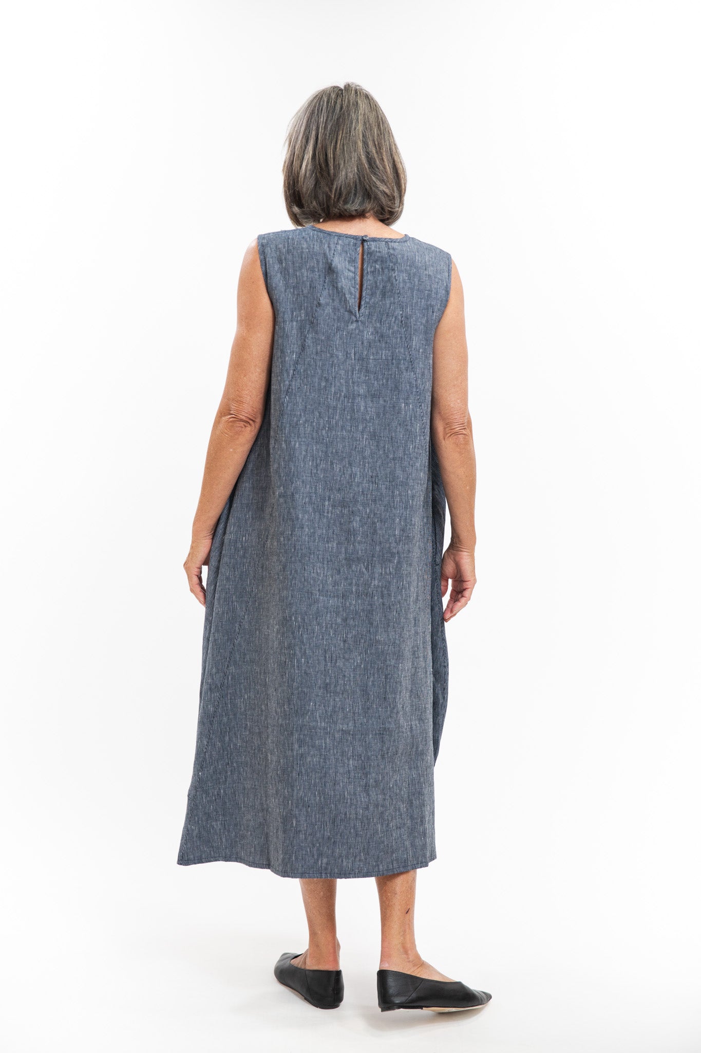 Mia Dress | Navy Pinstripe