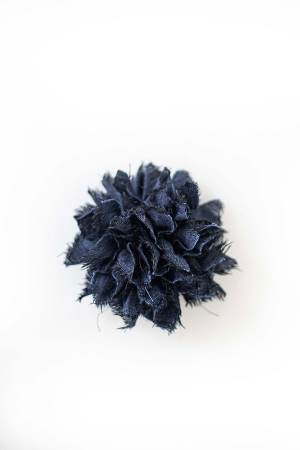 Fabric Flower Brooch | Navy