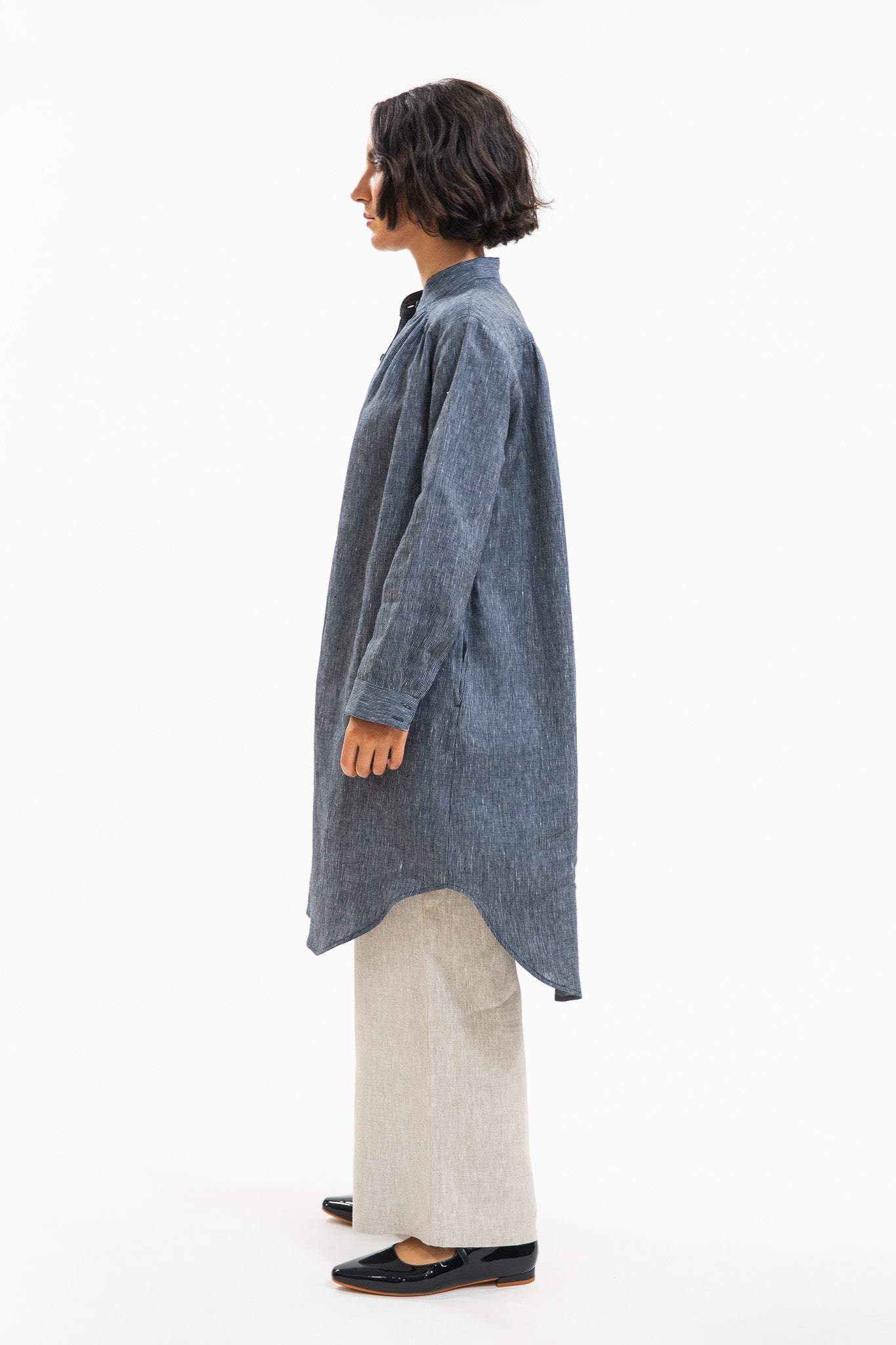 Ophelia Shirt Dress | Navy Pinstripe