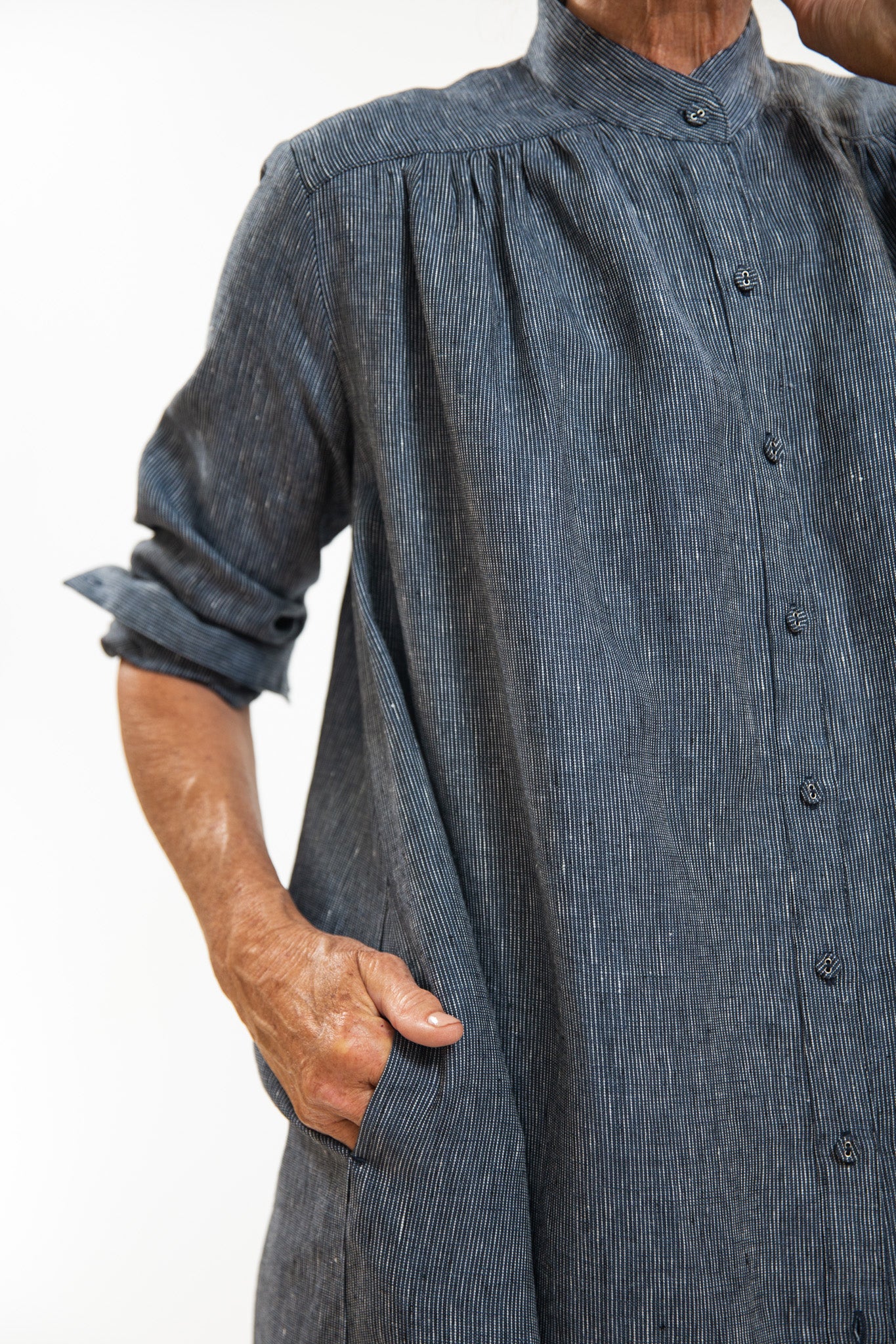 Ophelia Shirt Dress | Navy Pinstripe