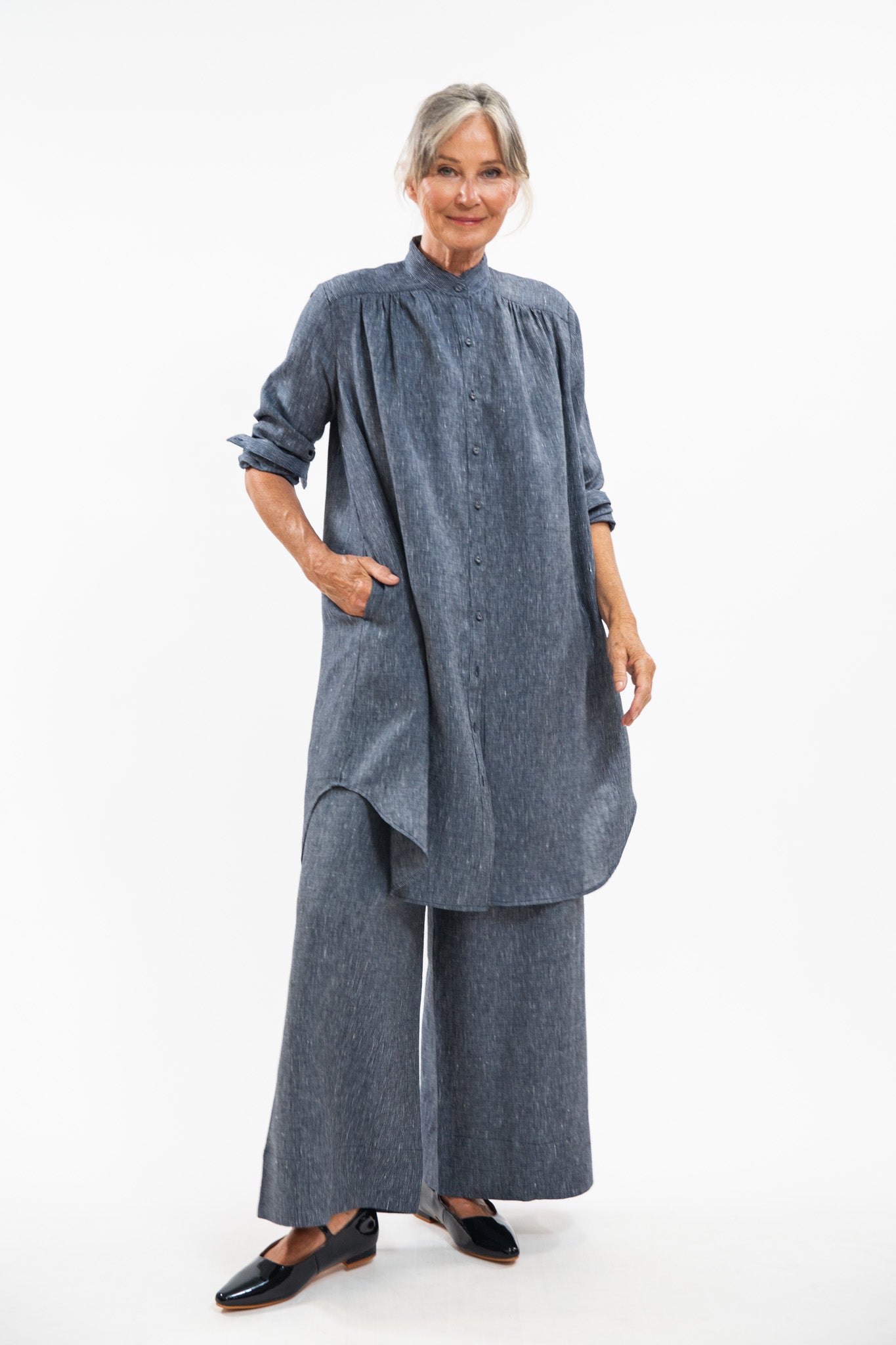 Ophelia Shirt Dress | Navy Pinstripe