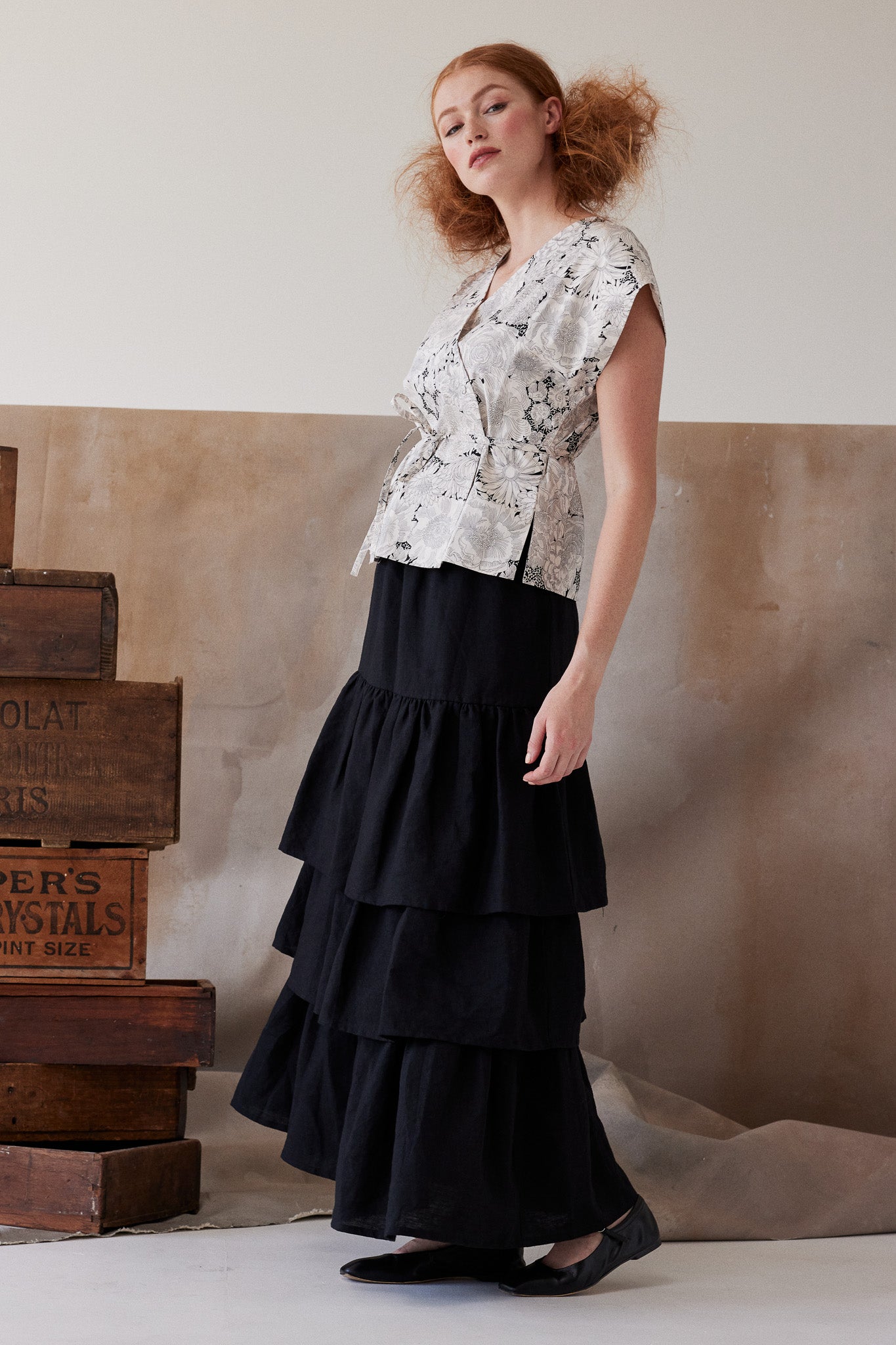 Rivi Ruffle Skirt | Black