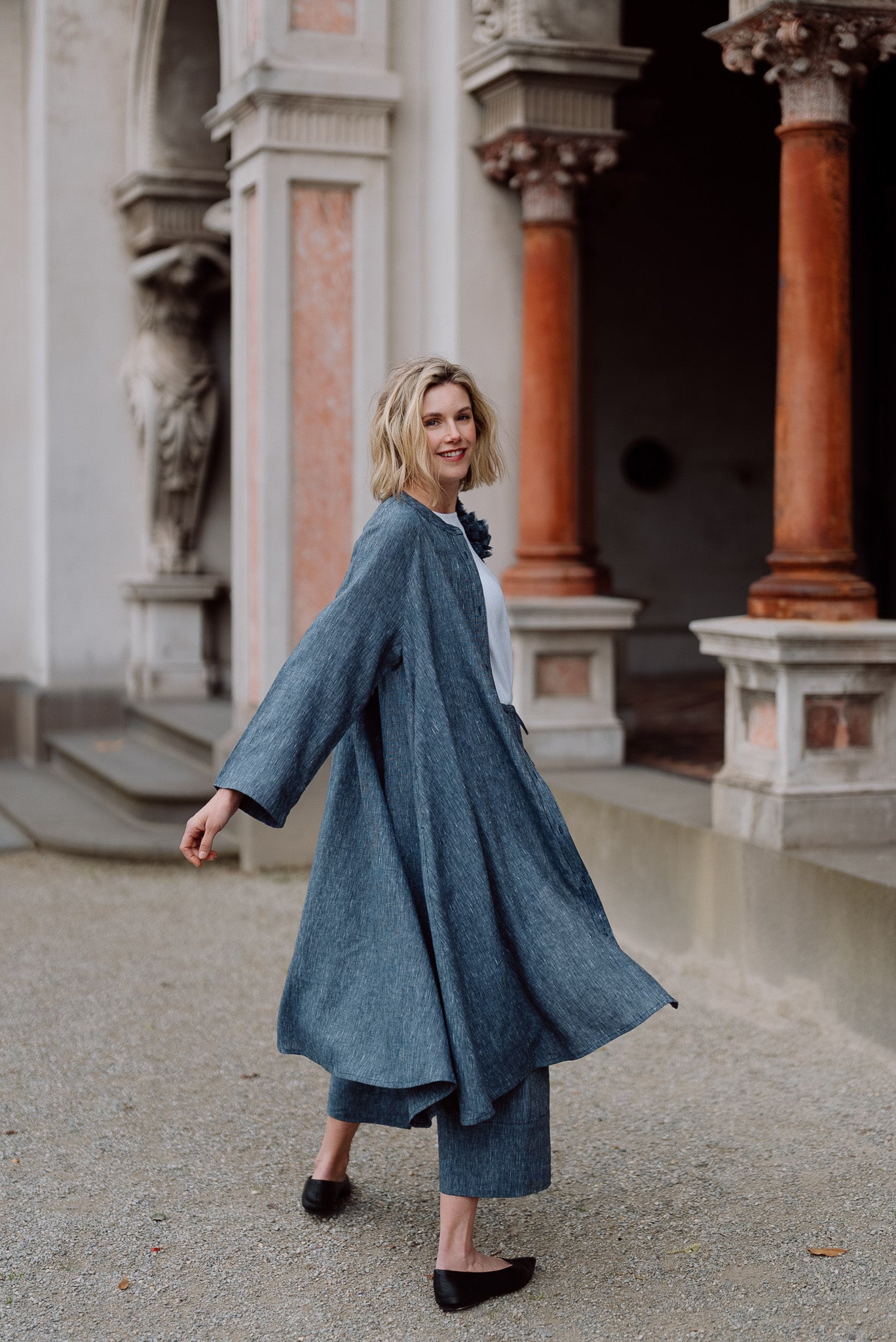 Roma Jacket | Navy Pinstripe