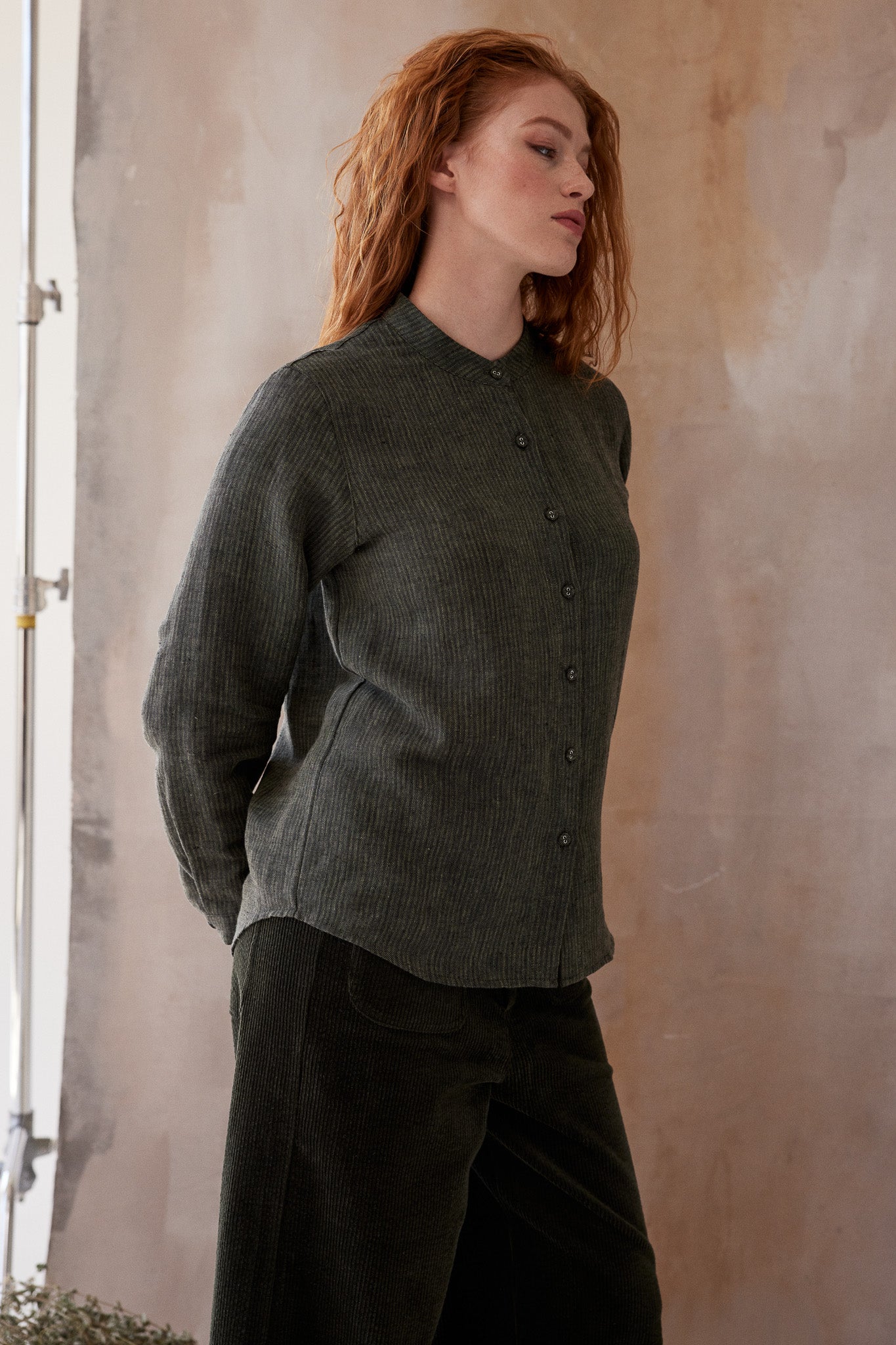 Sawyer Long Sleeve Shirt | Olive Stripe