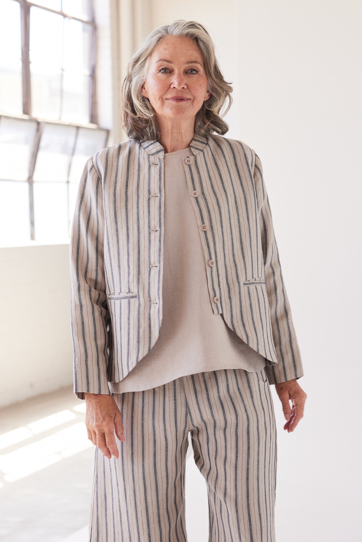 Scout Stand Collar Jacket | Navy Stripe