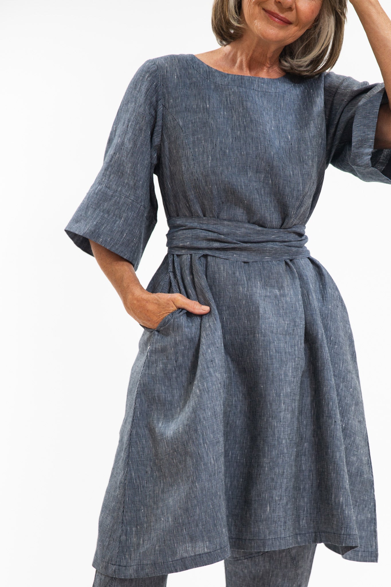Tie Belt | Navy Pinstripe
