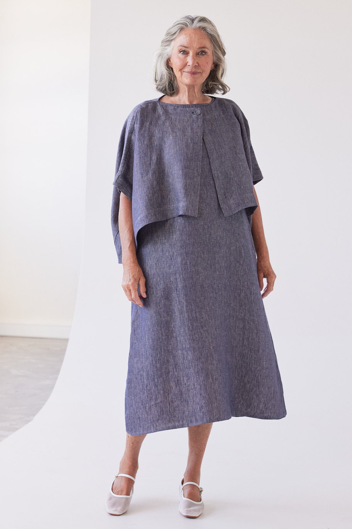 Tussie Capelet | Dusty Denim Linen