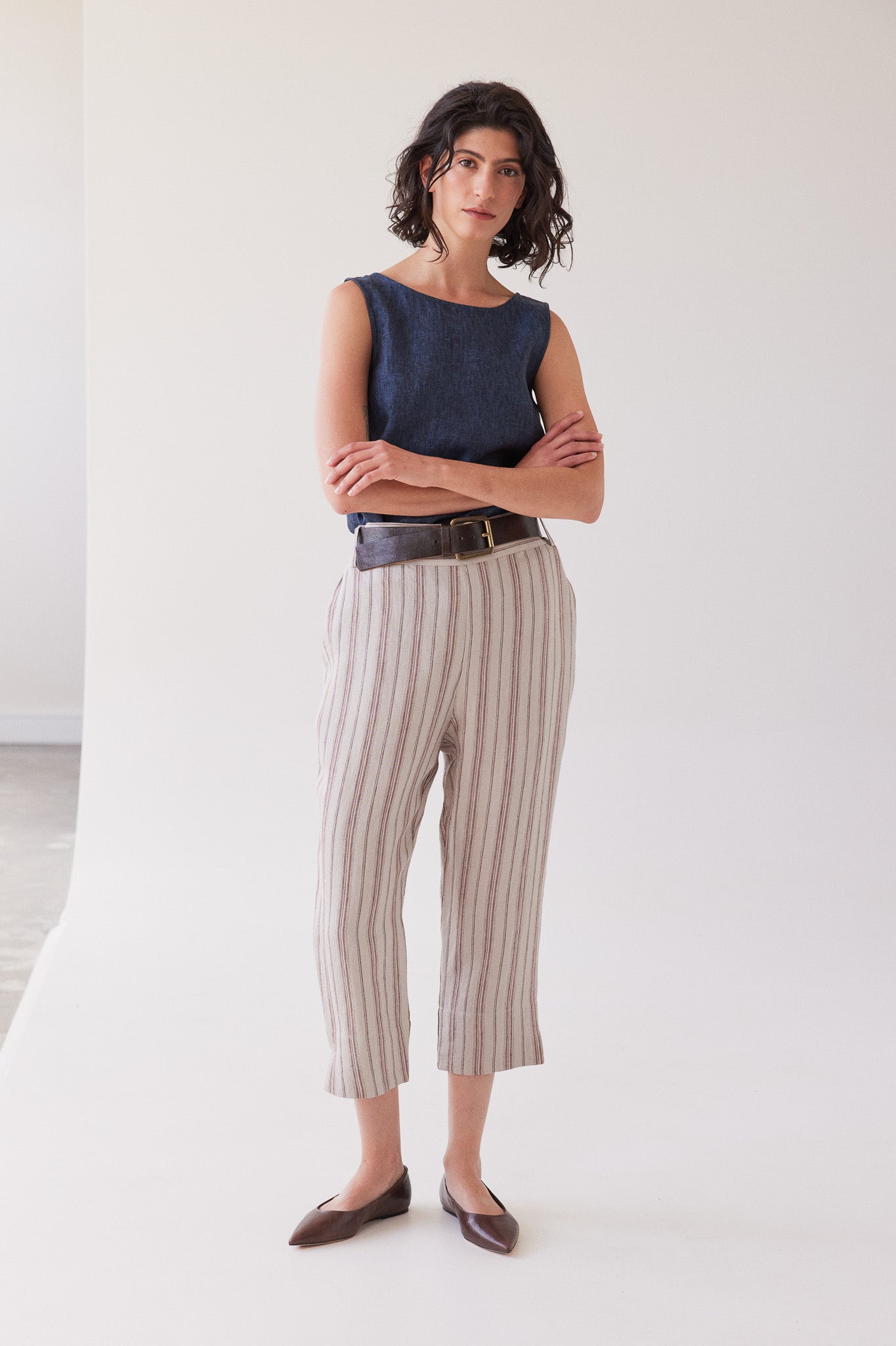 Walter Cropped Pant | Brick Stripe