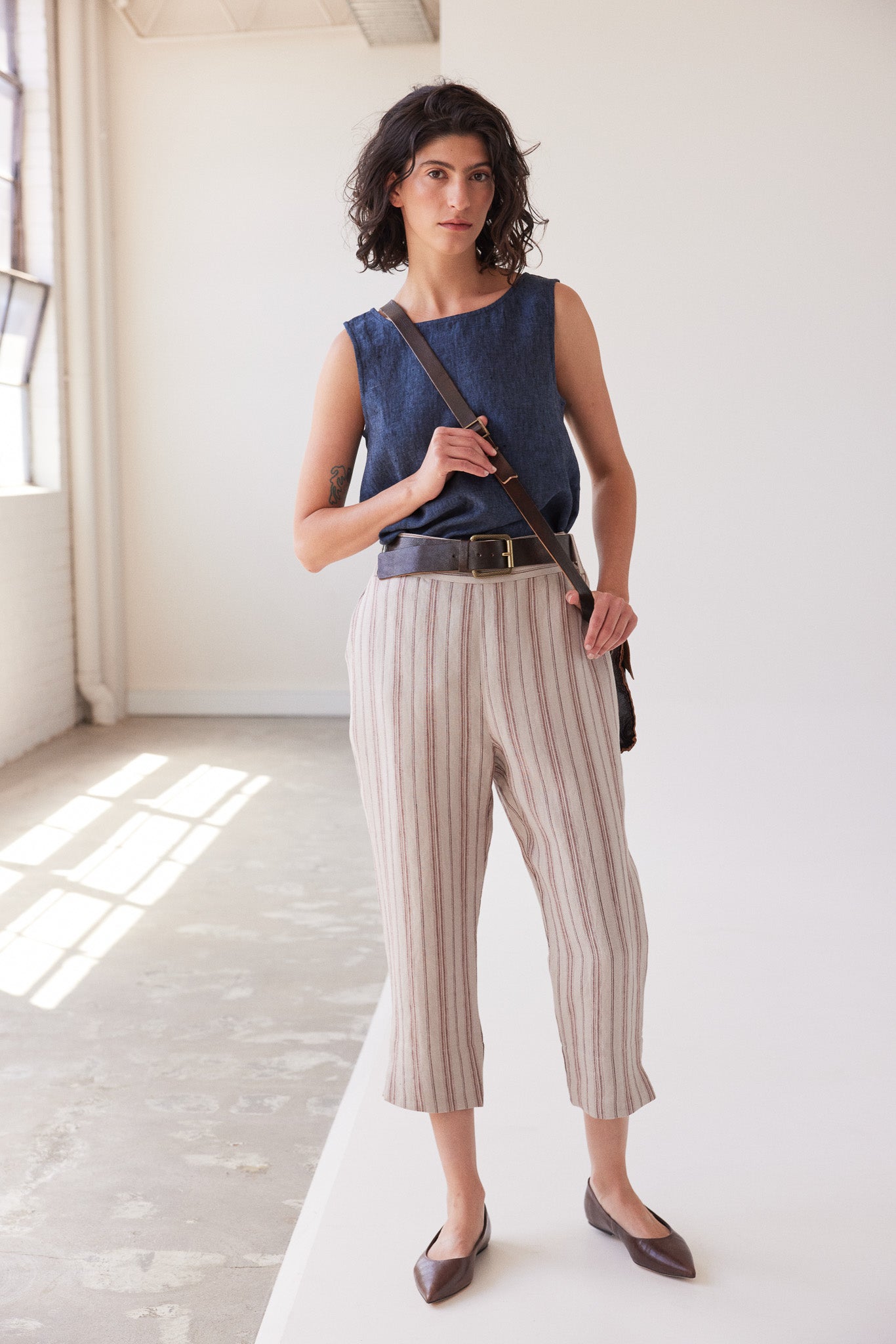 Walter Cropped Pant | Brick Stripe
