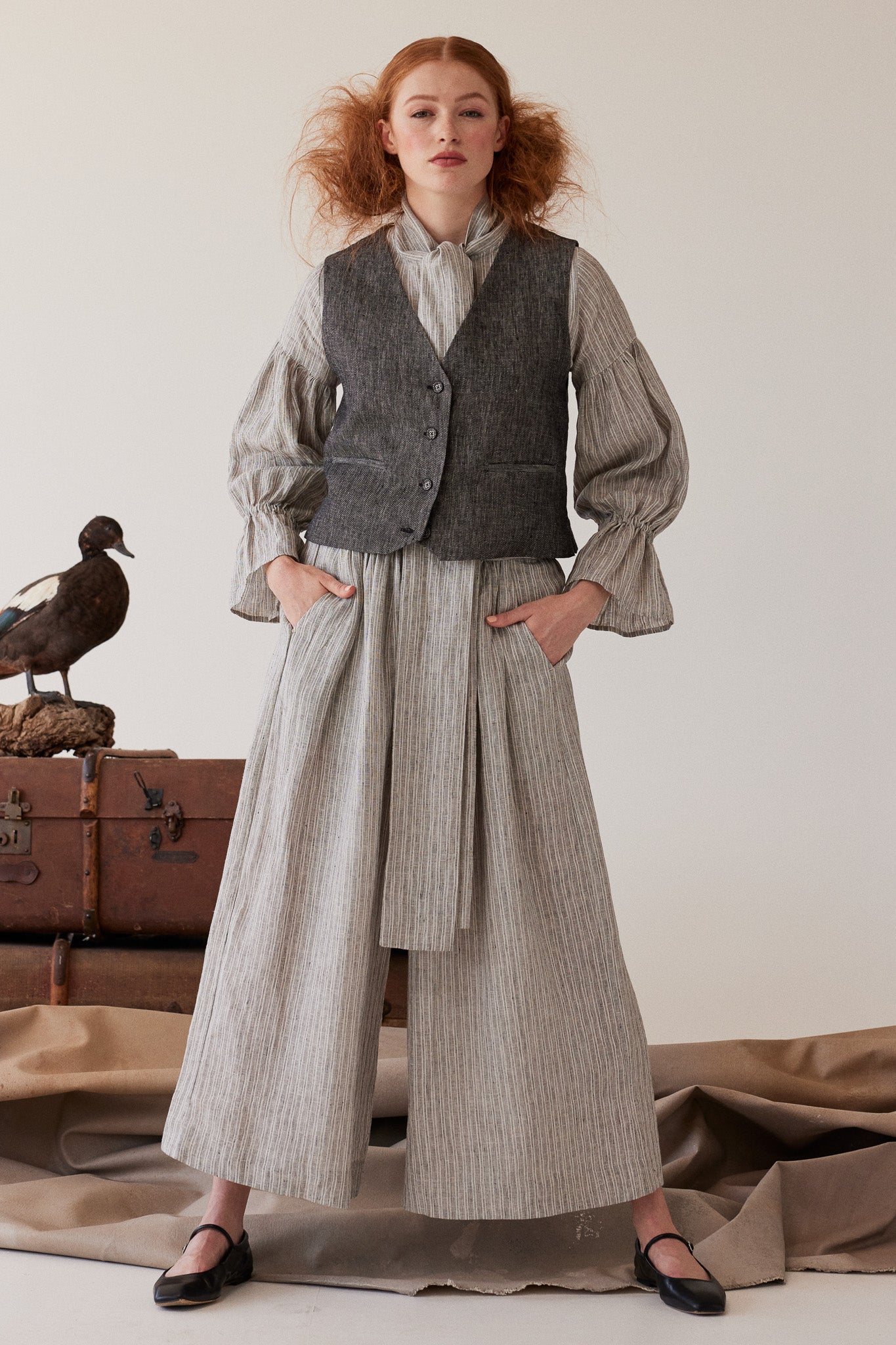 Winston Waistcoat | Black Denim Linen