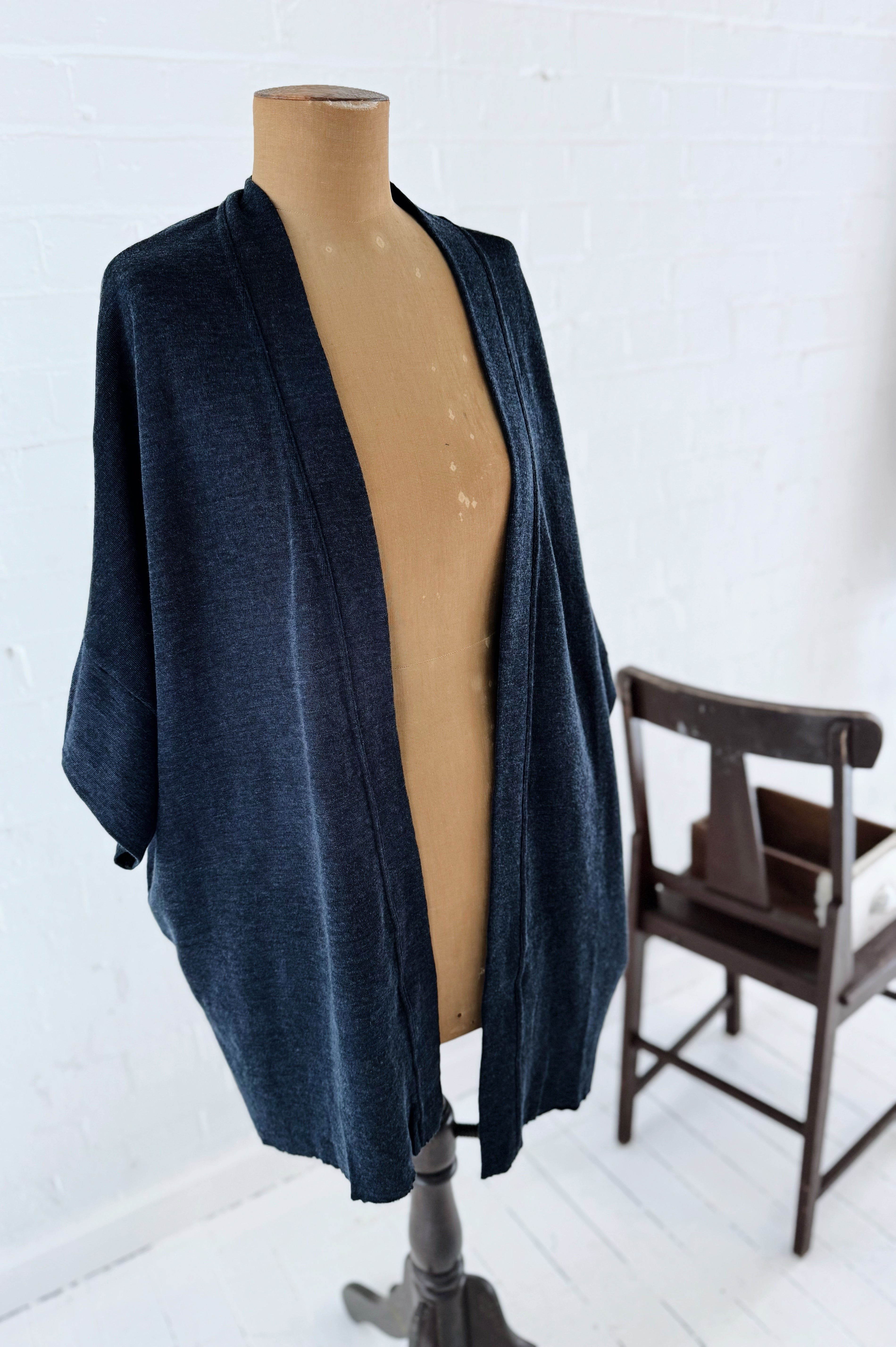 Merino Cardigan | Mid Blue Melange
