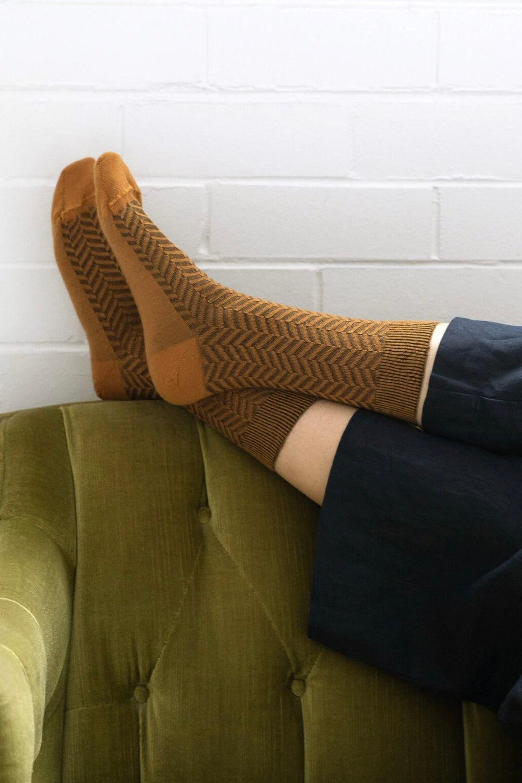 Tightology | Herringbone Mustard Merino Wool Socks