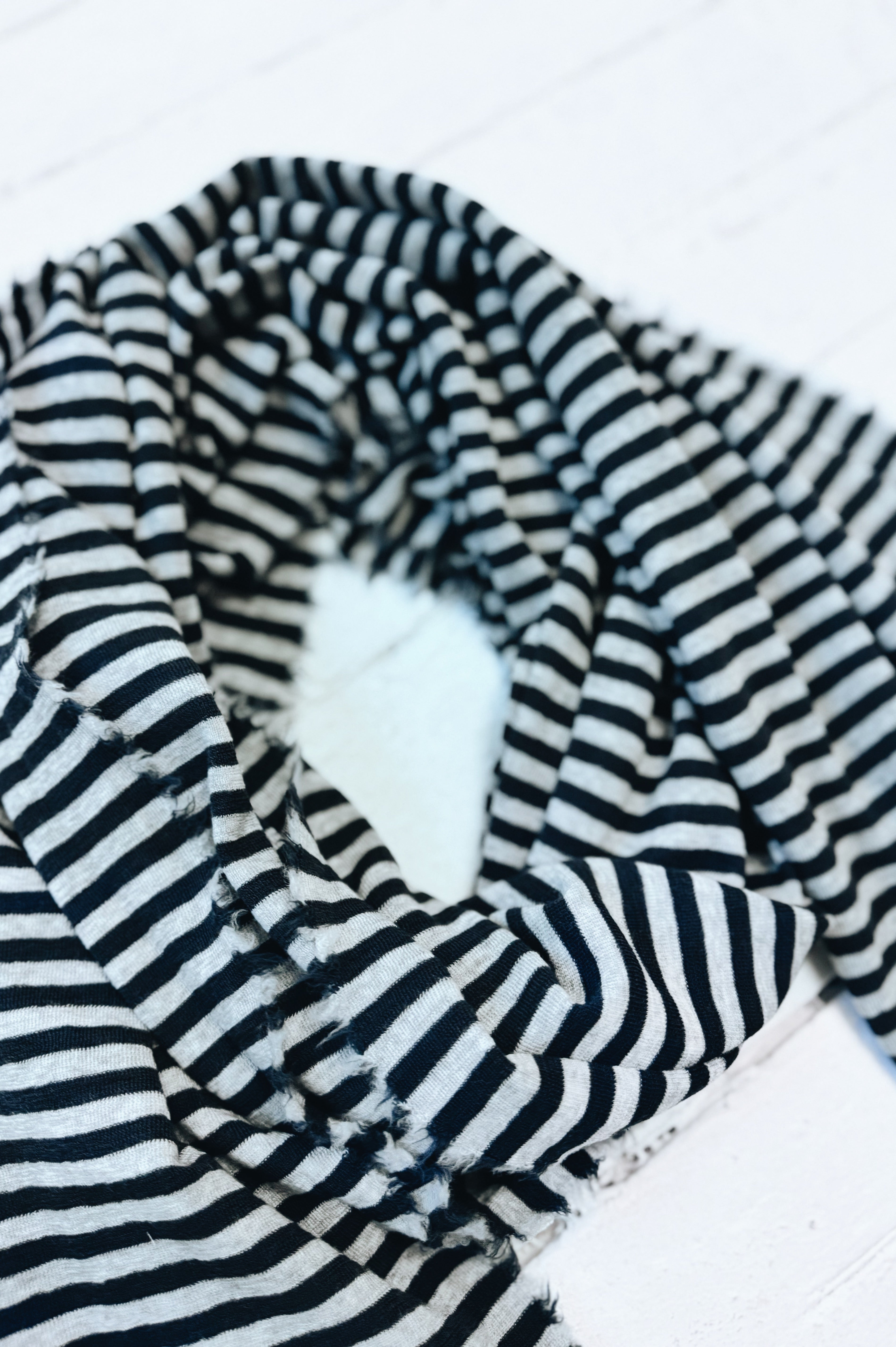 Merino Scarf | Dawn Grey + Charcoal Stripe