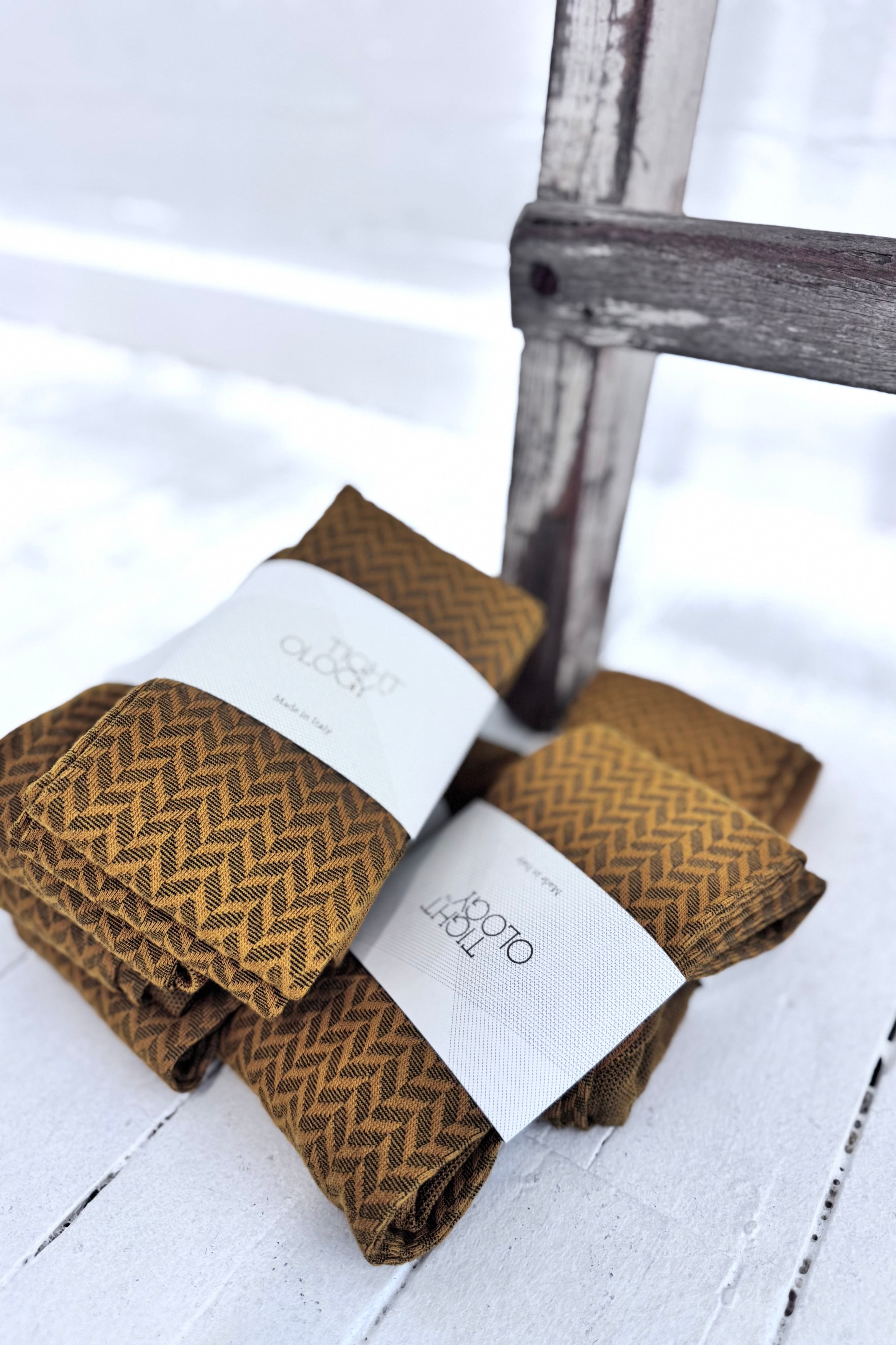 Tightology | Herringbone Merino Tights | Mustard