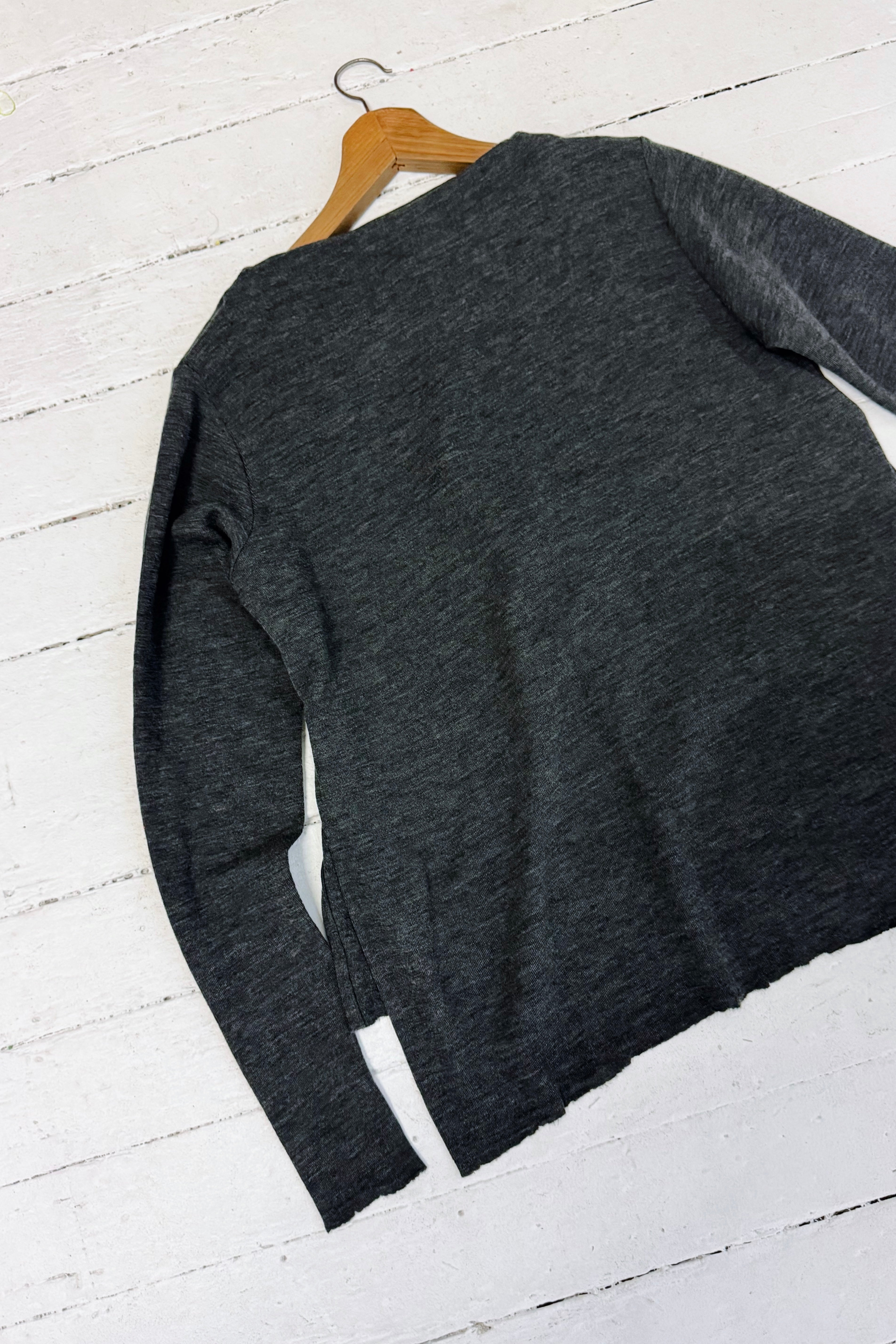 Merino With High Slits | Anthracite Melange