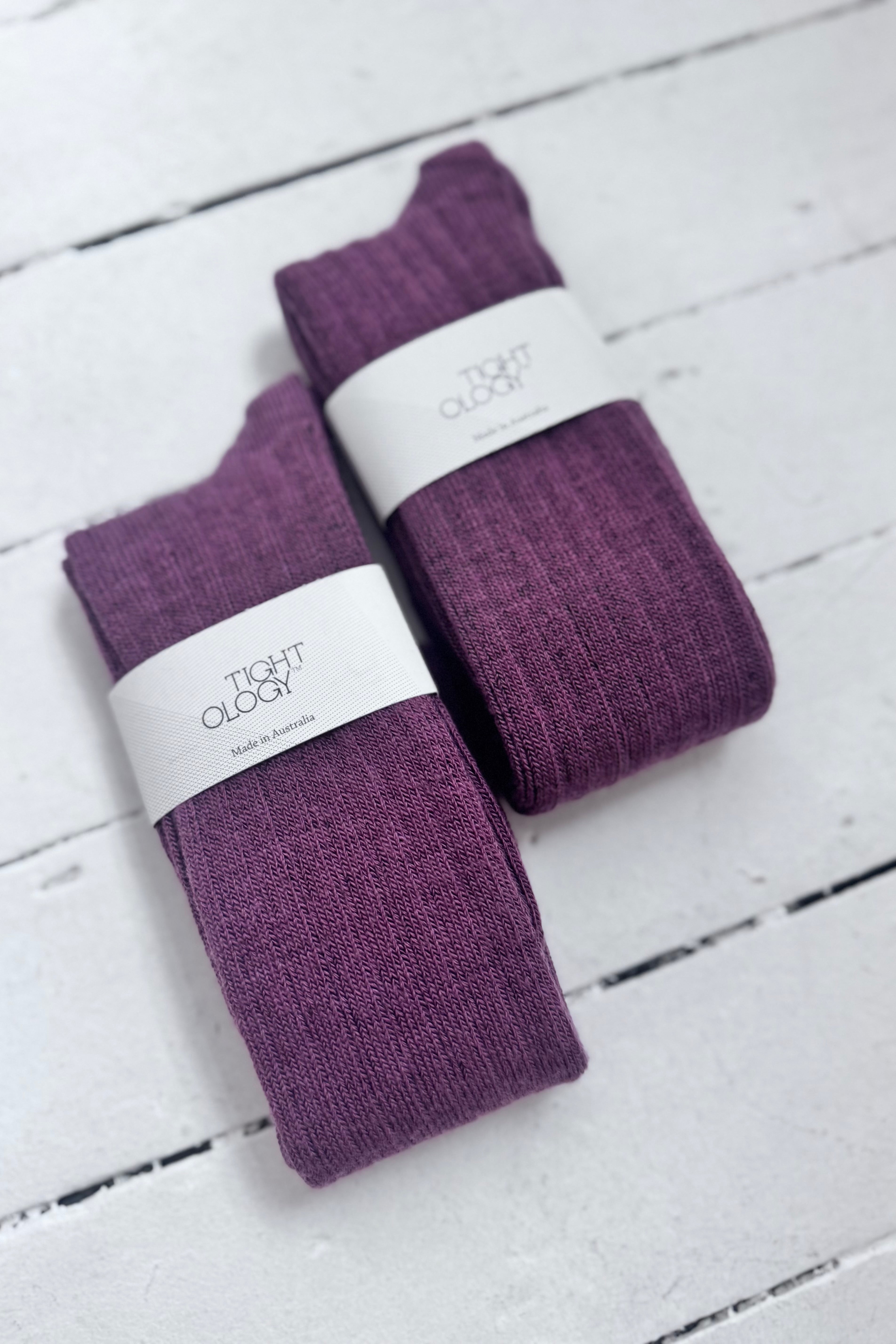 Tightology | Long Rib Merino Socks | Mauve