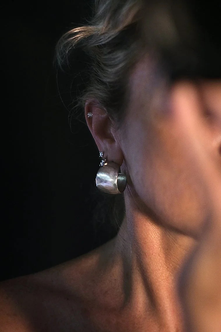 EWA Tribal | Handworked Hoops | Silver
