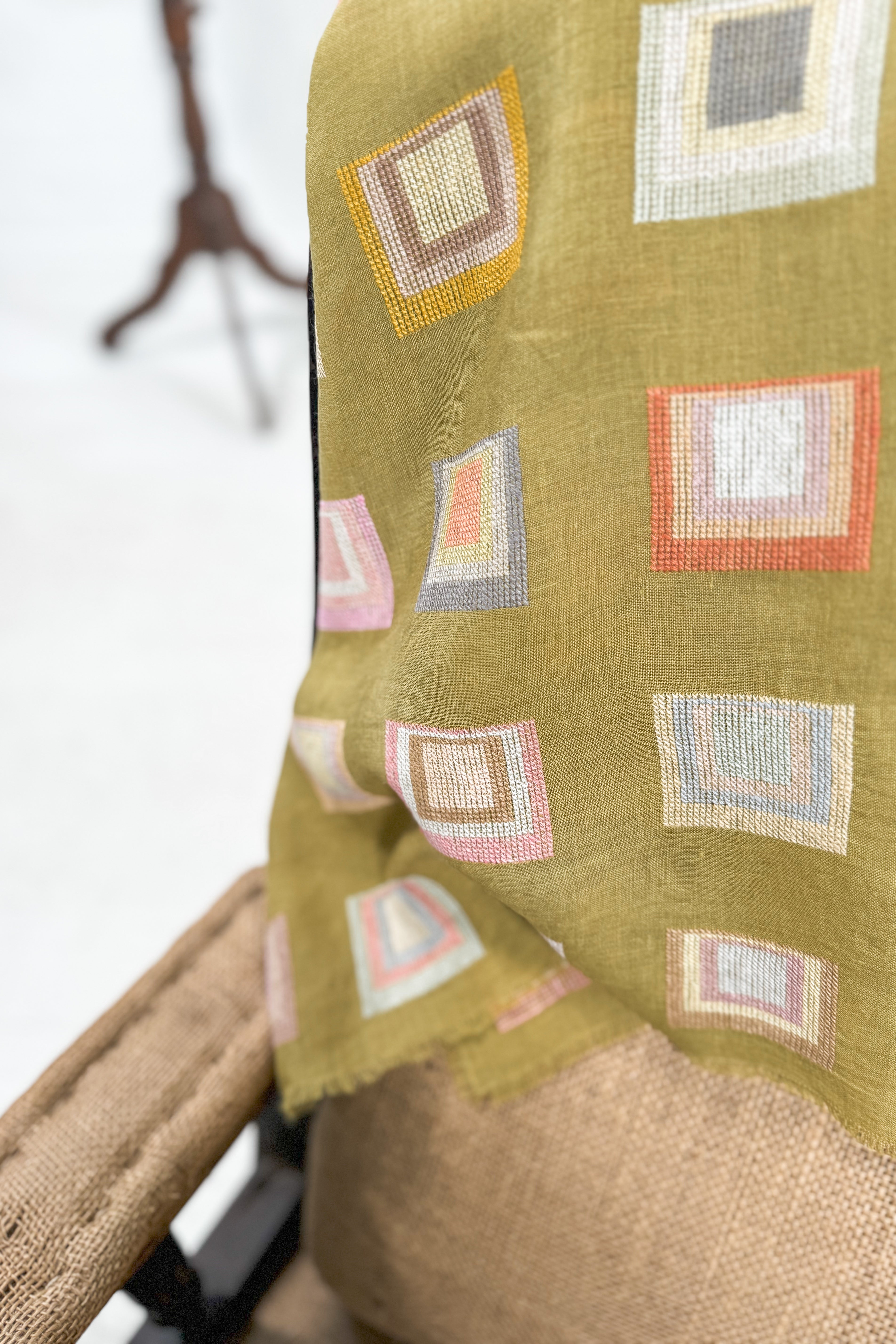 Sophie Digard | Delicate Linen Embroidered Scarf | Isla