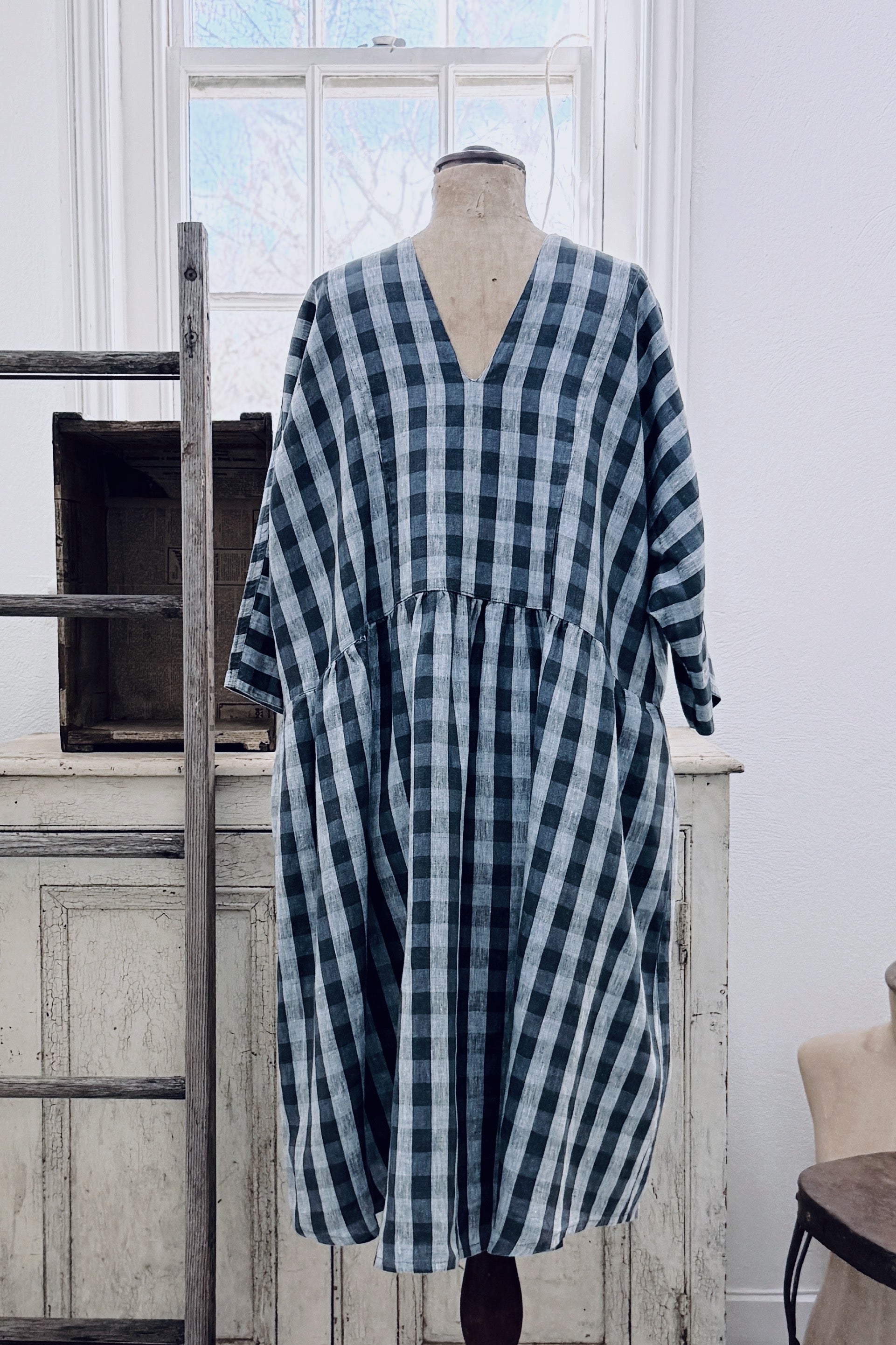 GW | Paula Dress | Blue Mirage Check | M/L