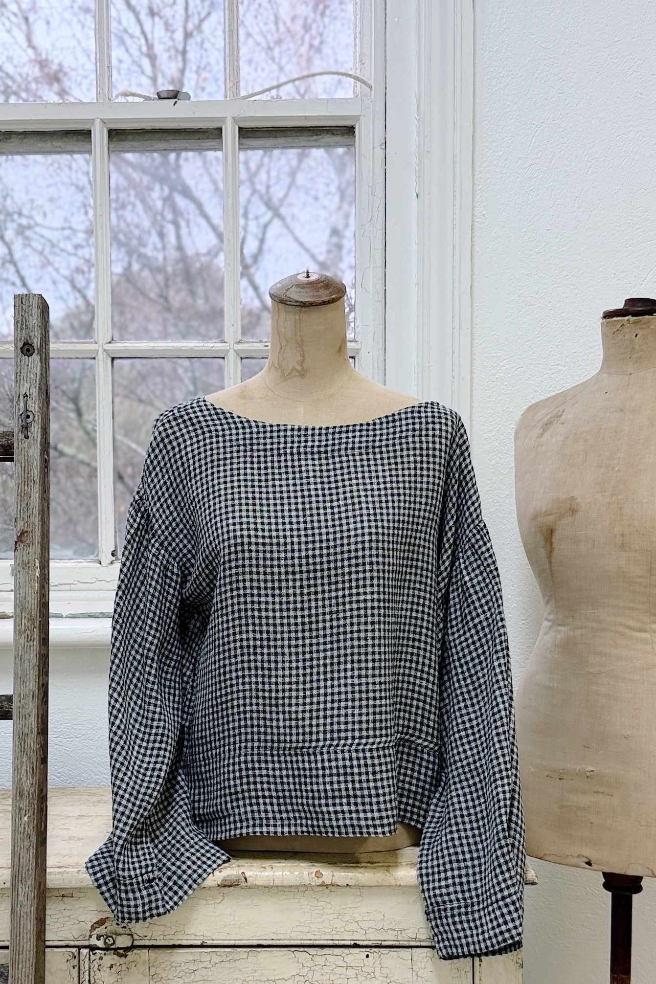 GW | Constance Top | Black Check Gauze | S