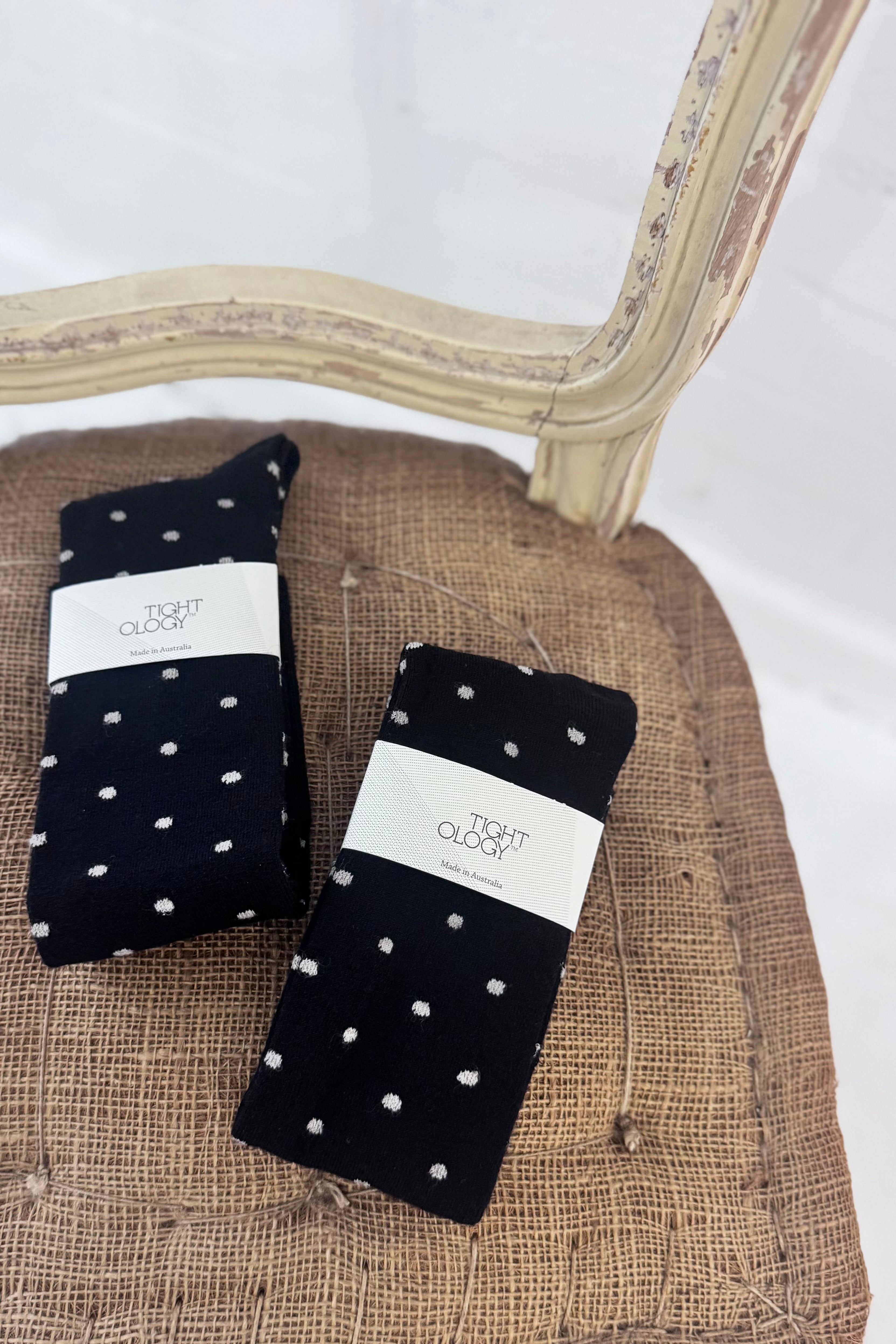 Tightology | Dotty Merino Socks | Black