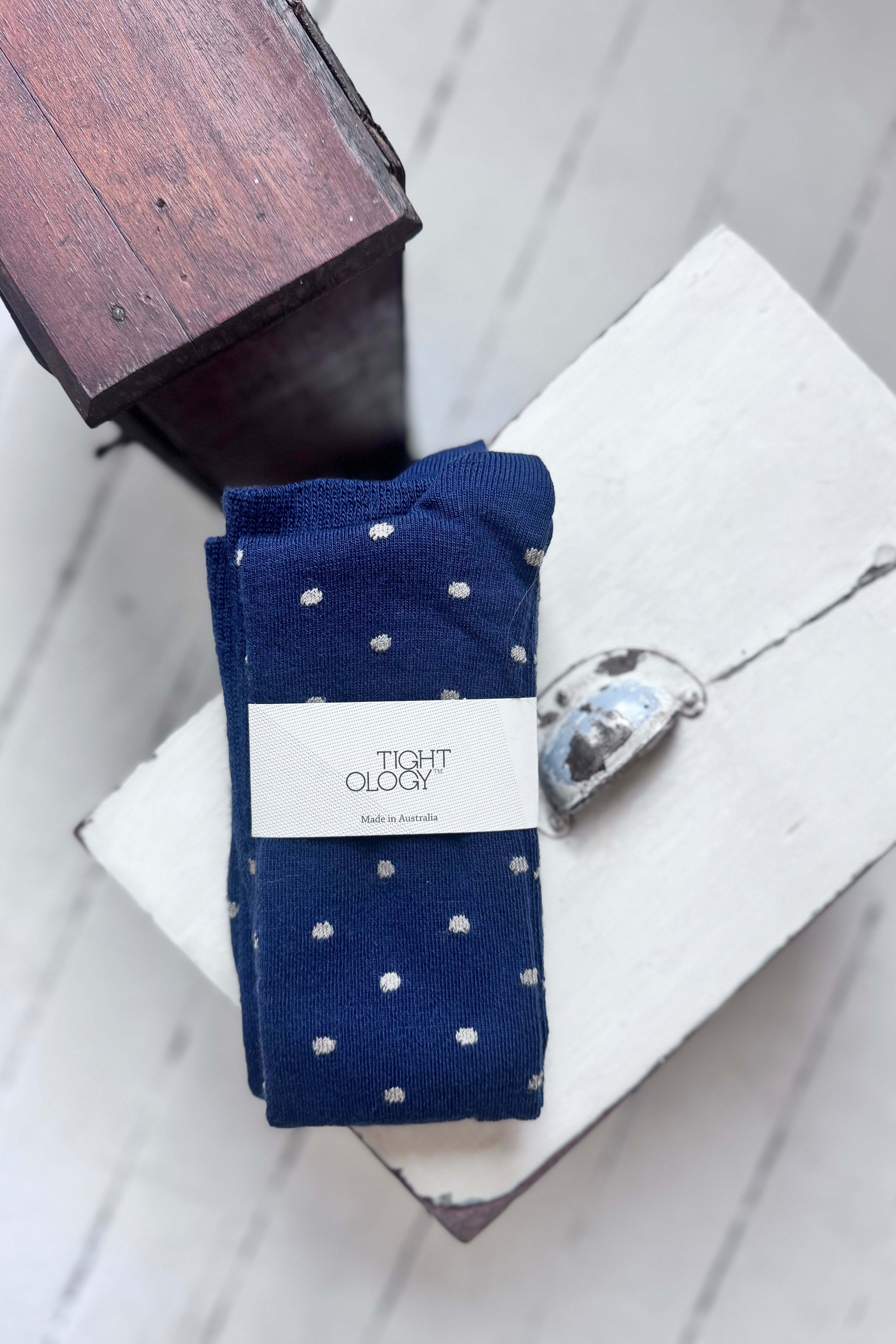 Tightology | Dotty Merino Socks | Navy