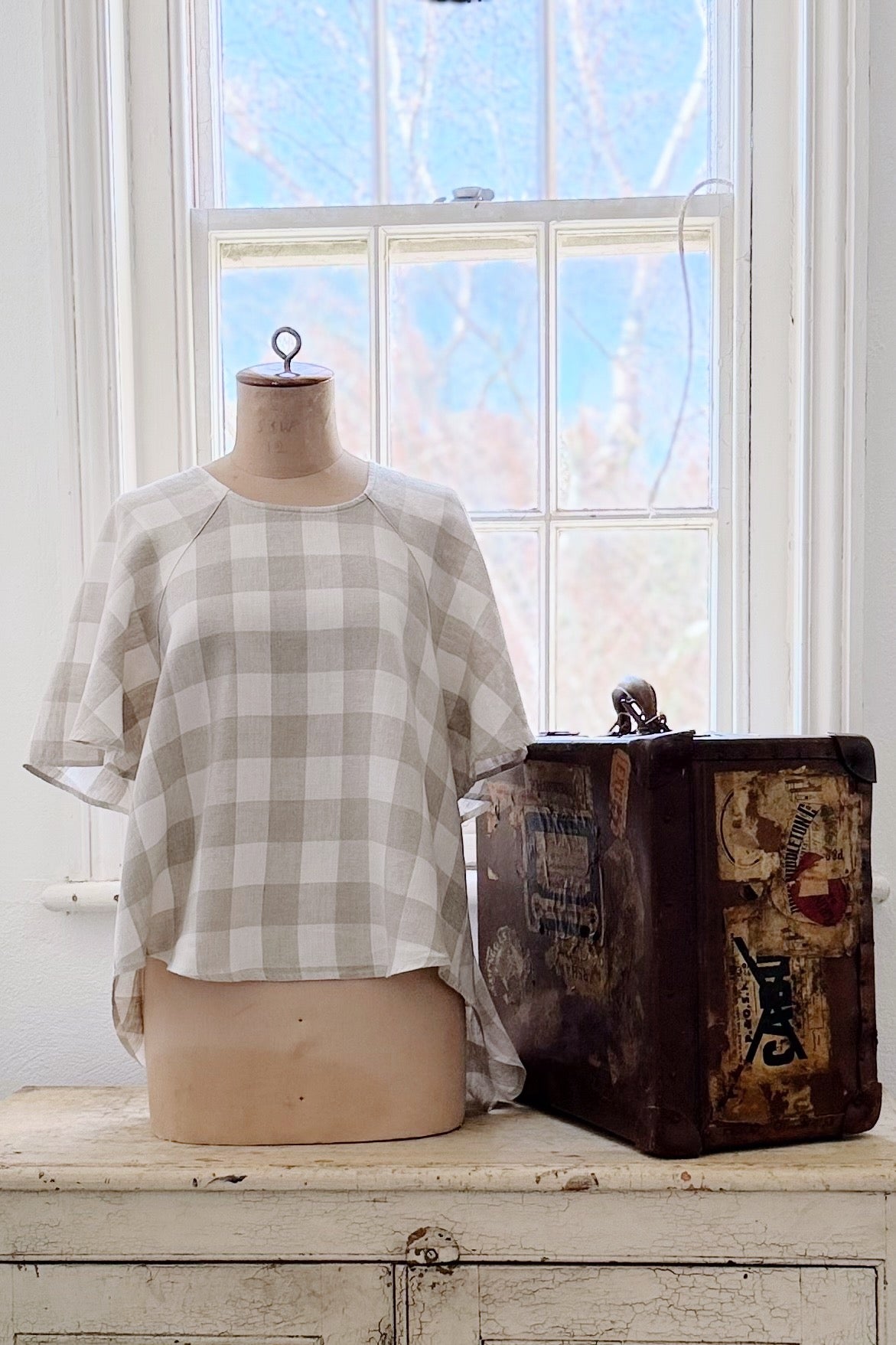 GW | Masie Top | Parchment Check | XS