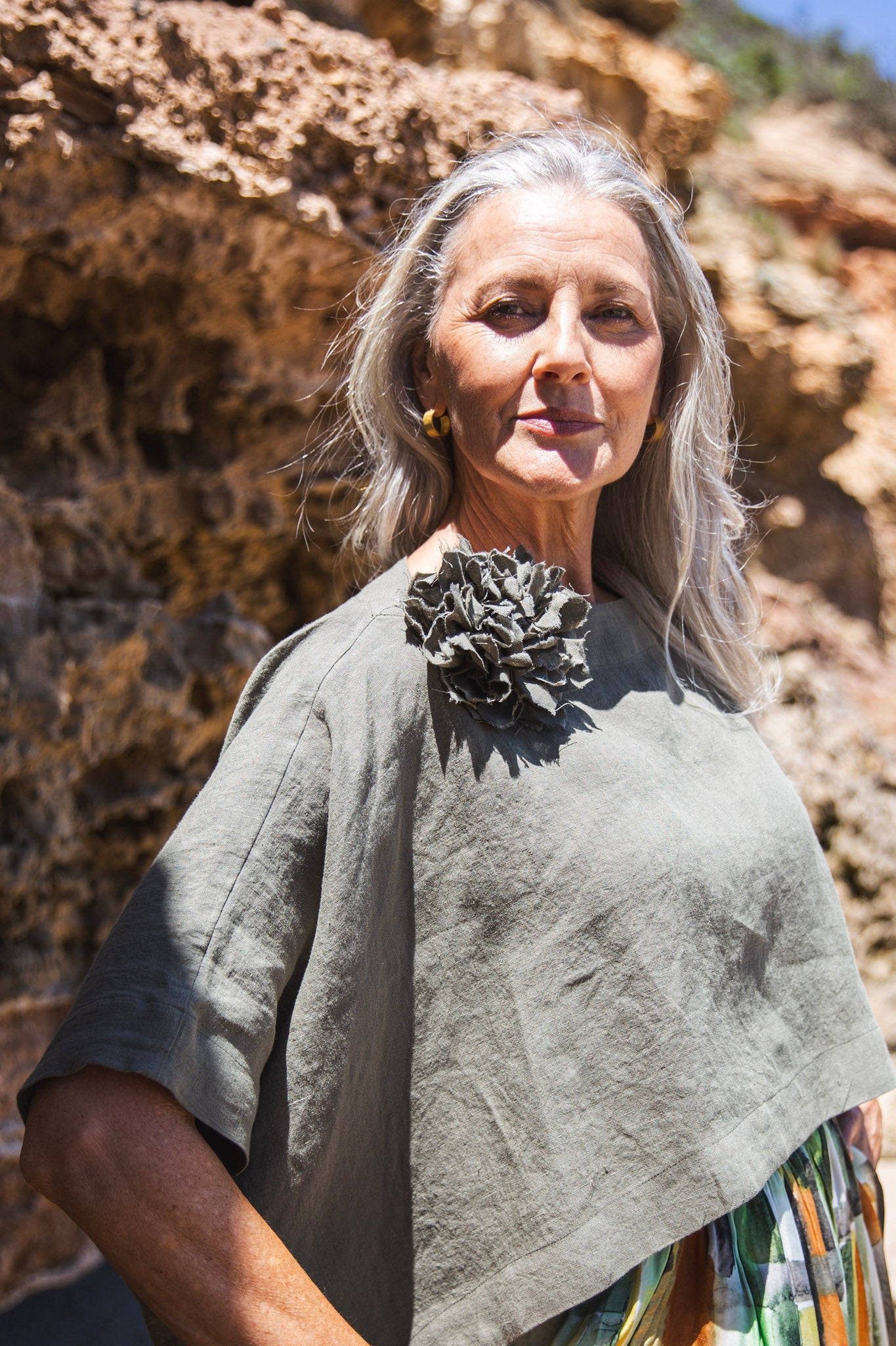Fabric Flower Brooch | Desert Sage