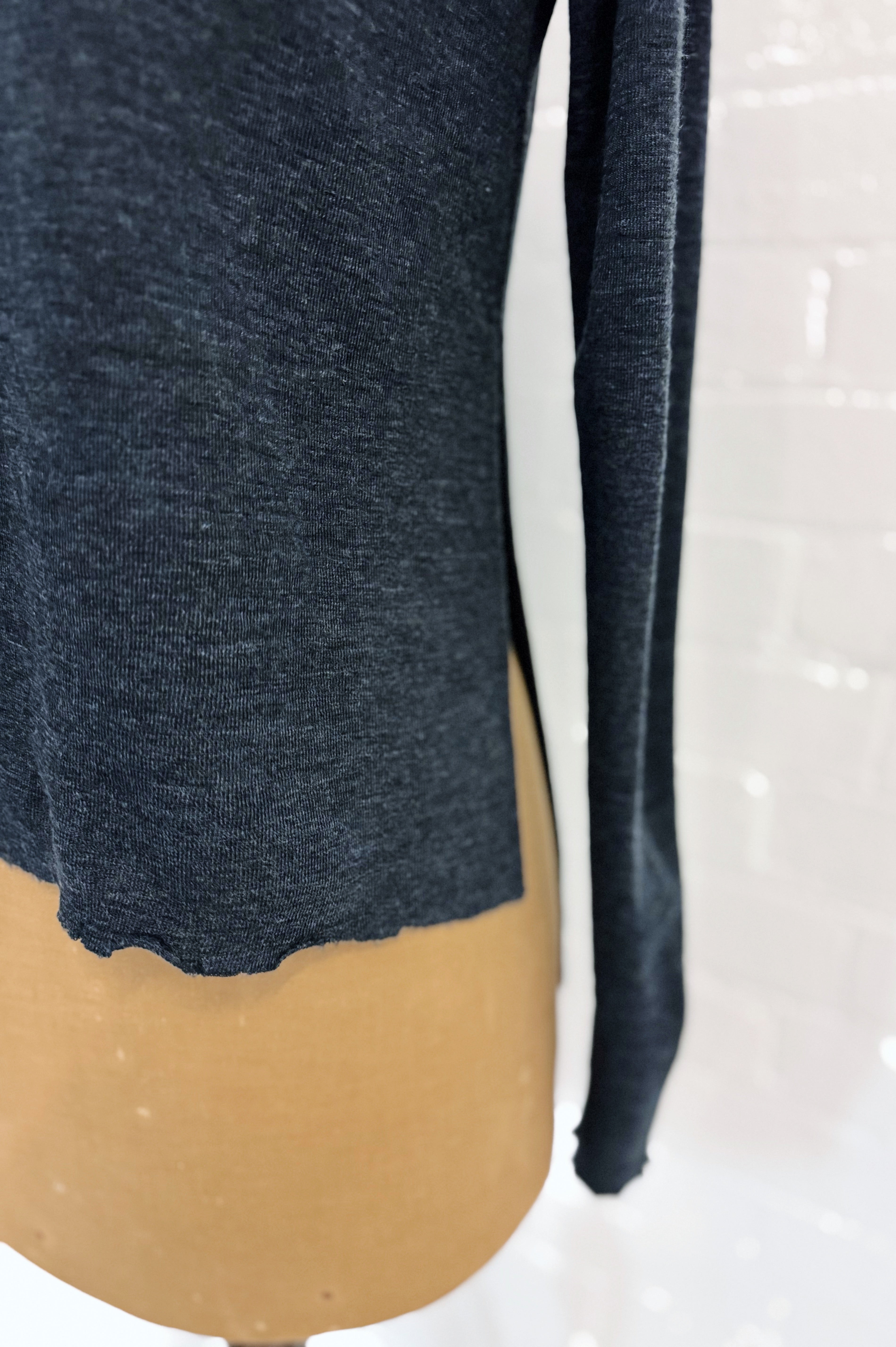 Merino With High Slits | Mid Blue Melange