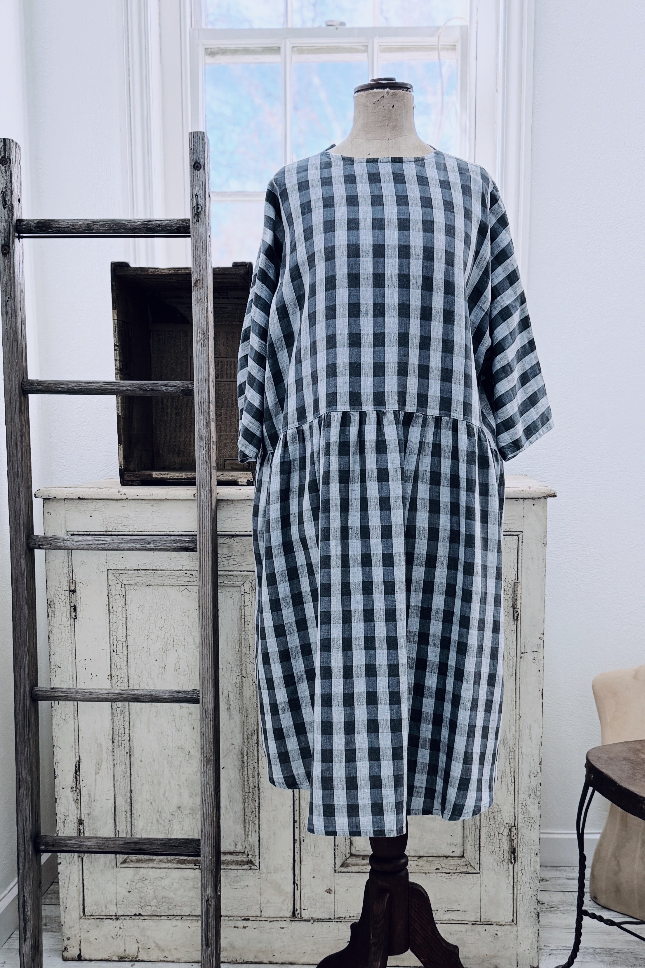 GW | Paula Dress | Blue Mirage Check | M/L