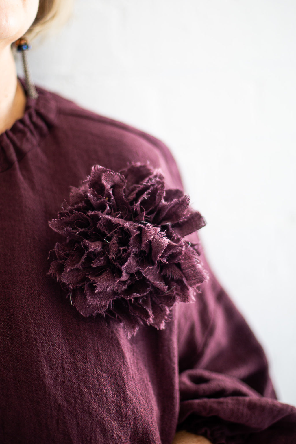 Fabric Flower Brooch | Merlot