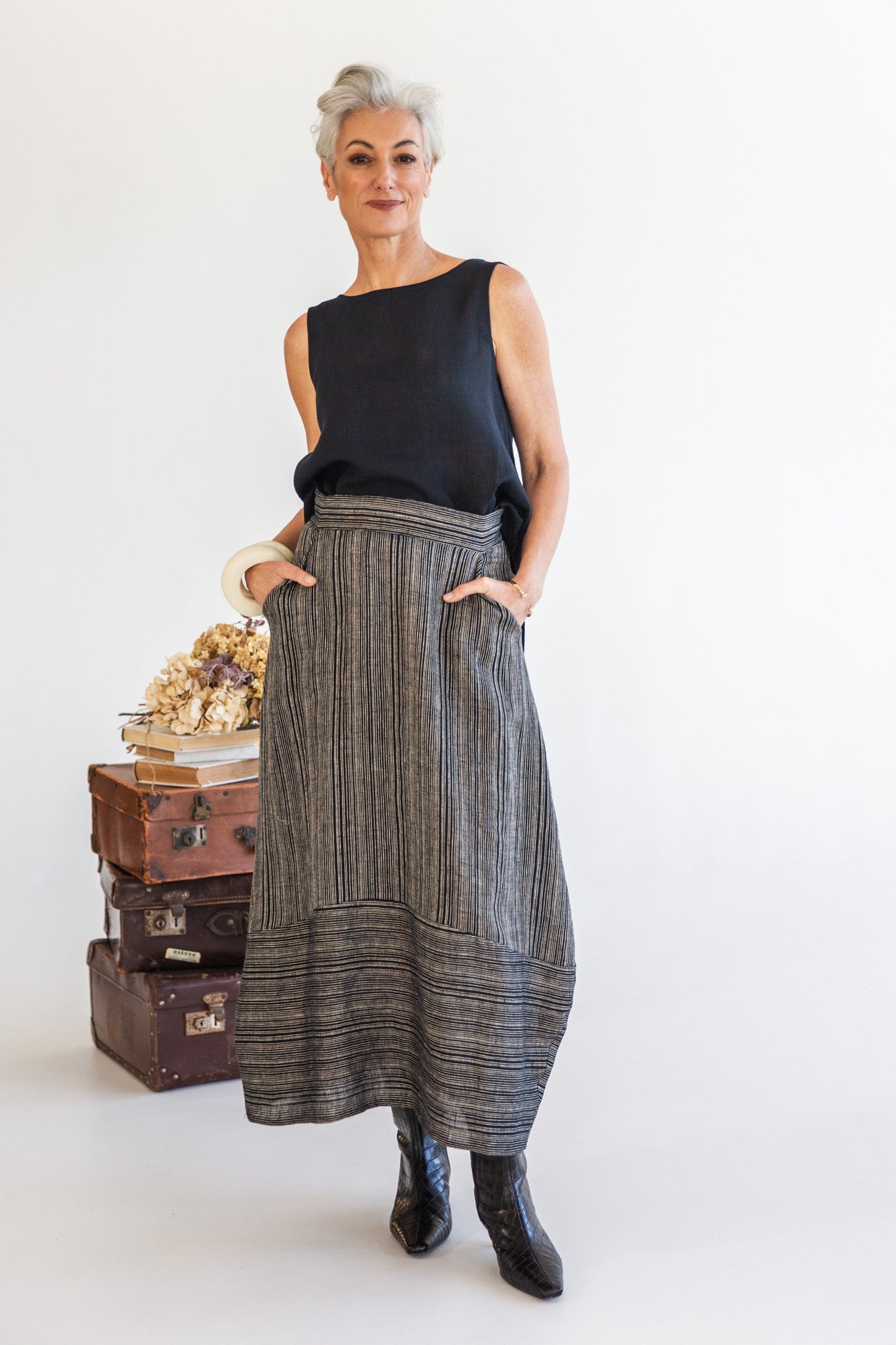Eadie Skirt | Raven Stripe