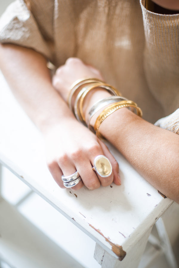 EWA Tribal | Dot Motif Stacking Bracelet | Gold & Silver